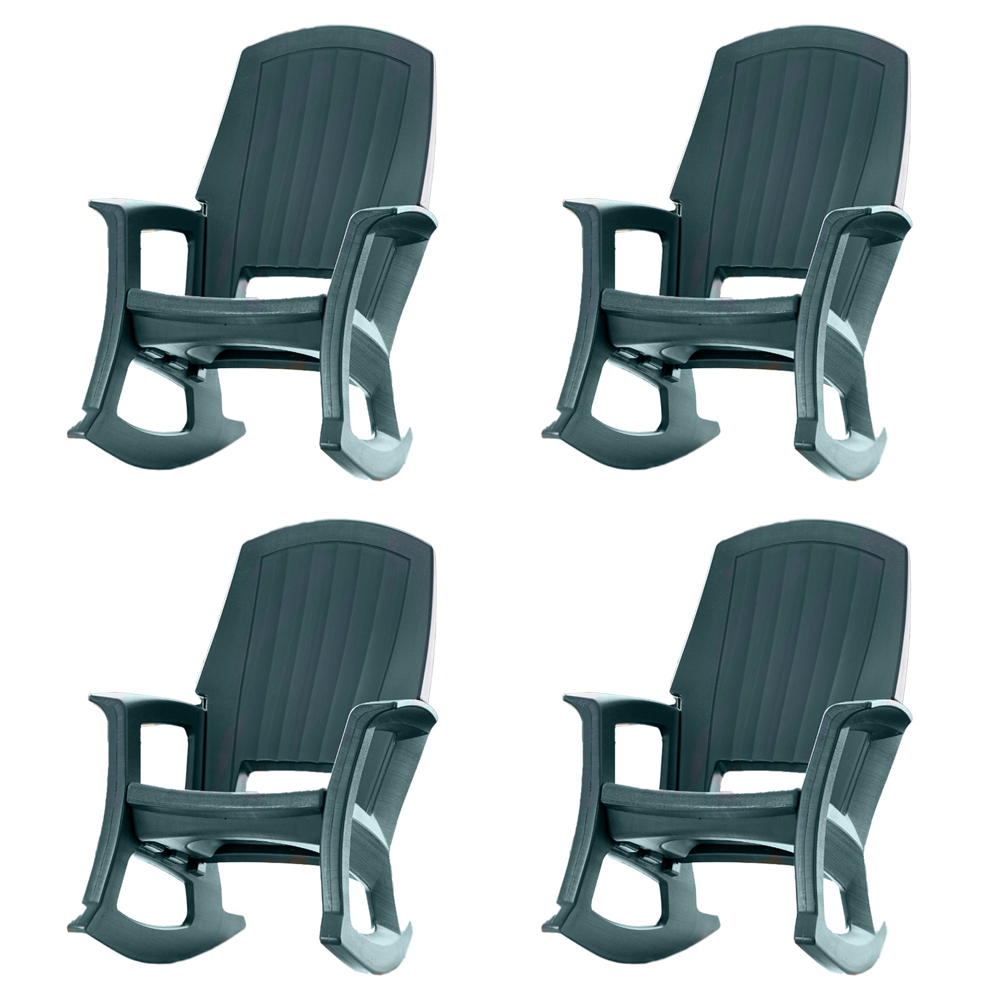 Semco Rockaway Heavy Duty All Weather Outdoor Rocking Chair, Green (4 Pack) image 1