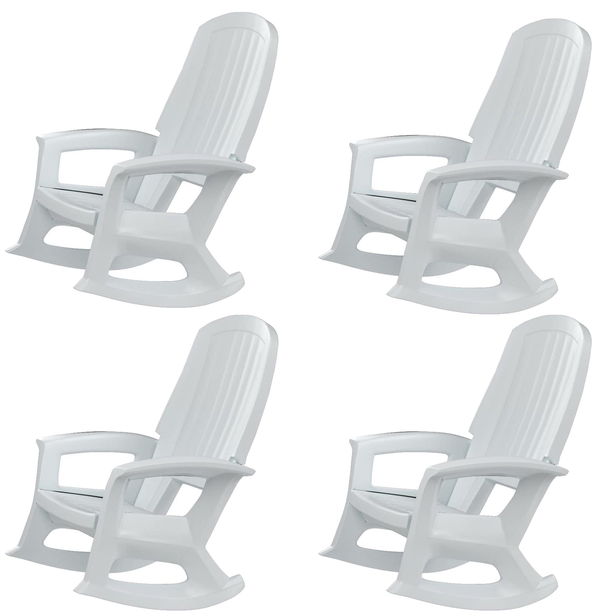 Semco Rockaway Heavy Duty All Weather Outdoor Rocking Chair, White (4 Pack) image 1