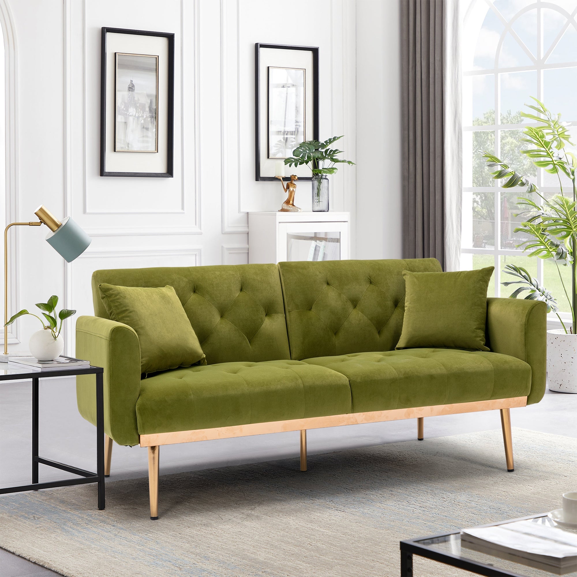 Velvet Sofa, Accent sofa .loveseat sofa with metal feet image 1