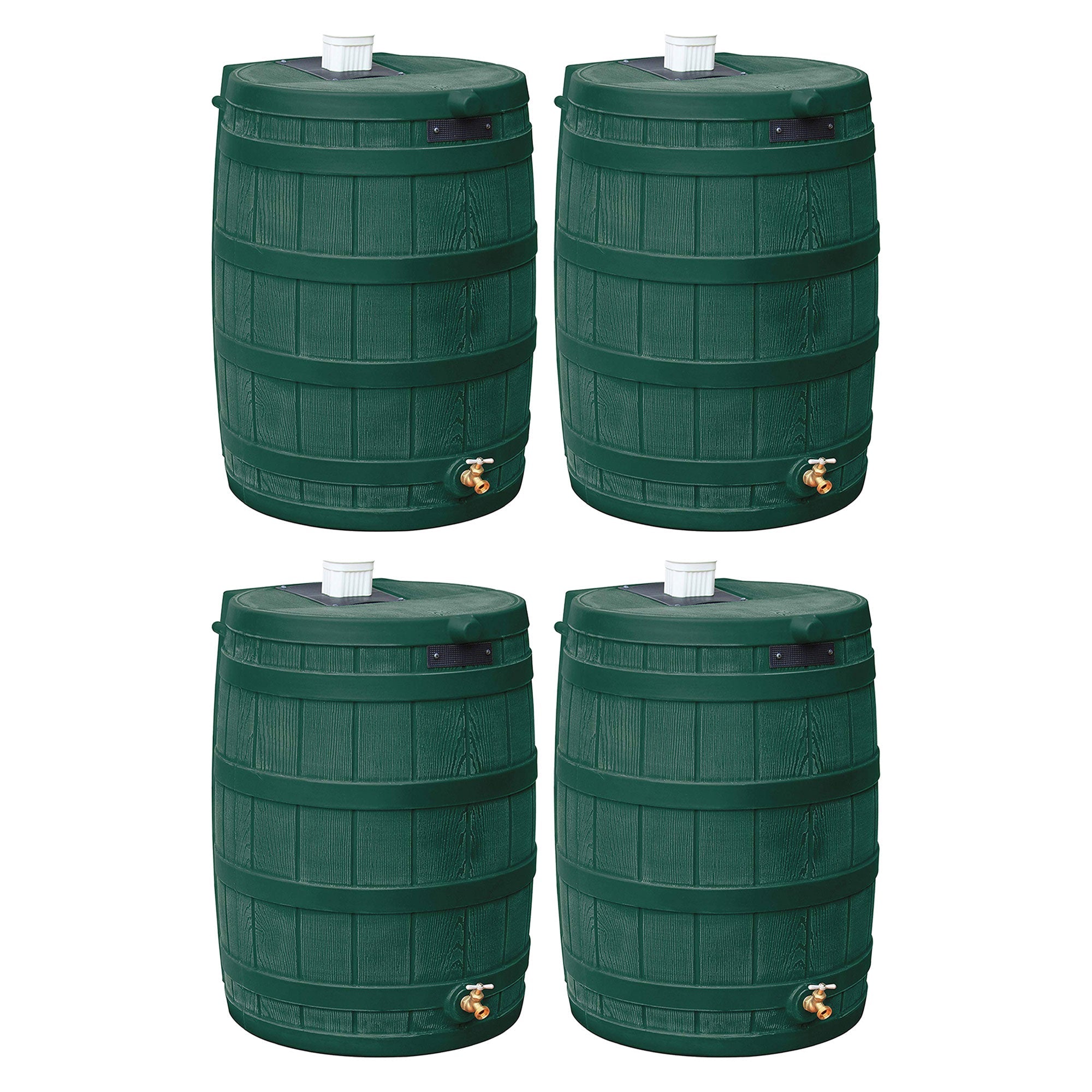Good Ideas Rain Wizard Water Storage 50 Gallon Capacity Barrel, Green, (4 Pack) image 1