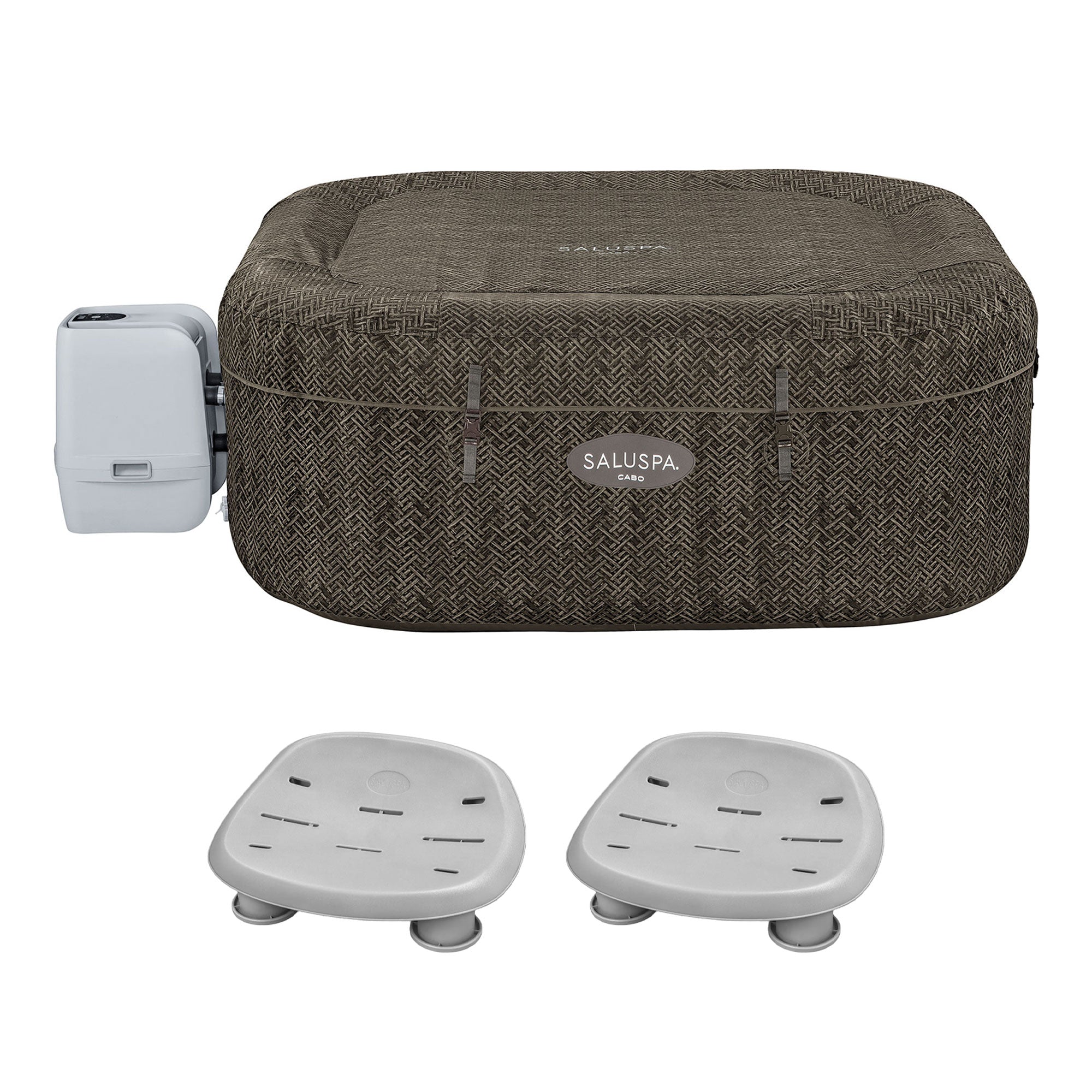 Bestway SaluSpa AirJet Hot Tub with Set of 2 Non Slip Pool and Spa Seat, Gray image 1