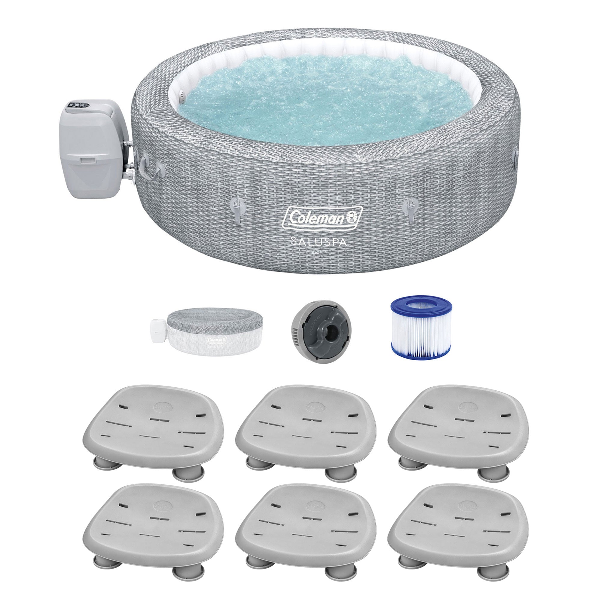 Bestway Coleman Sicily AirJet Inflatable Round Hot Tub with 6 SaluSpa Seat, Gray image 1