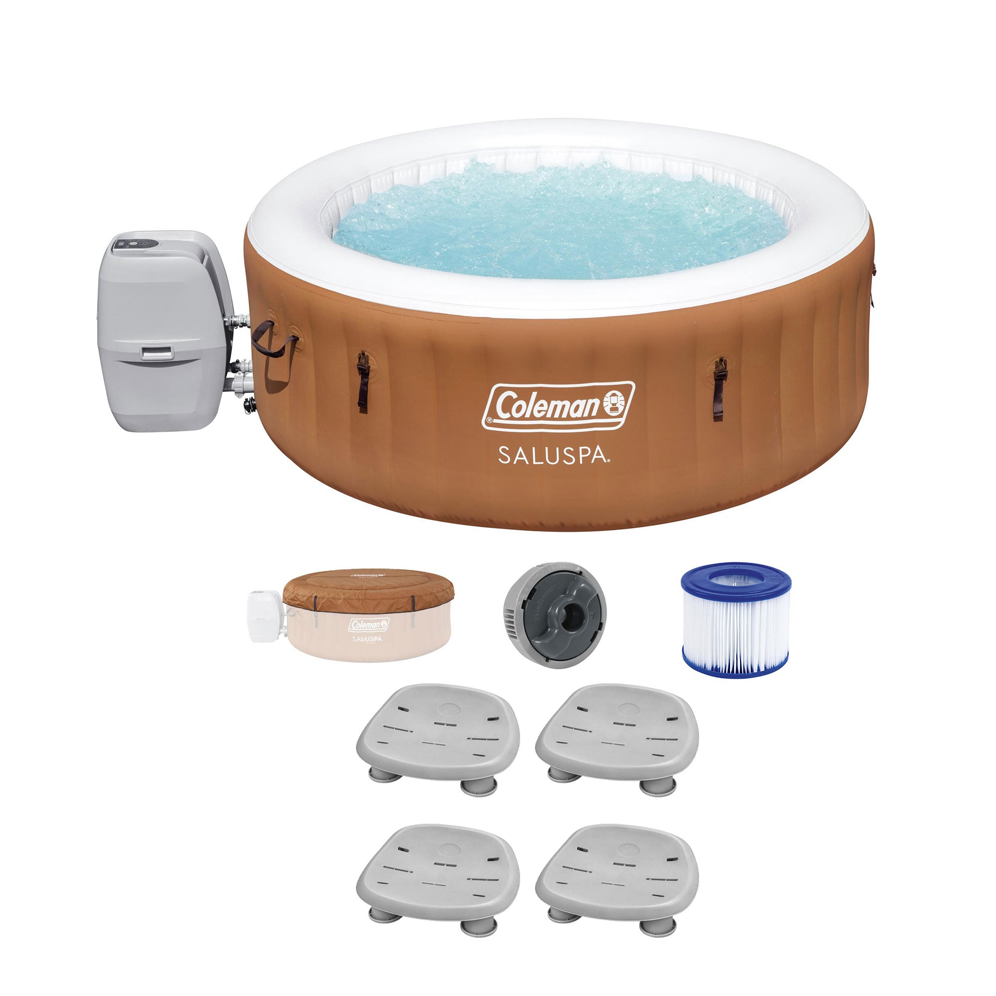 Coleman SaluSpa Ponderosa Hot Tub + Bestway SaluSpa Non Slip Pool and Spa Seat image 1