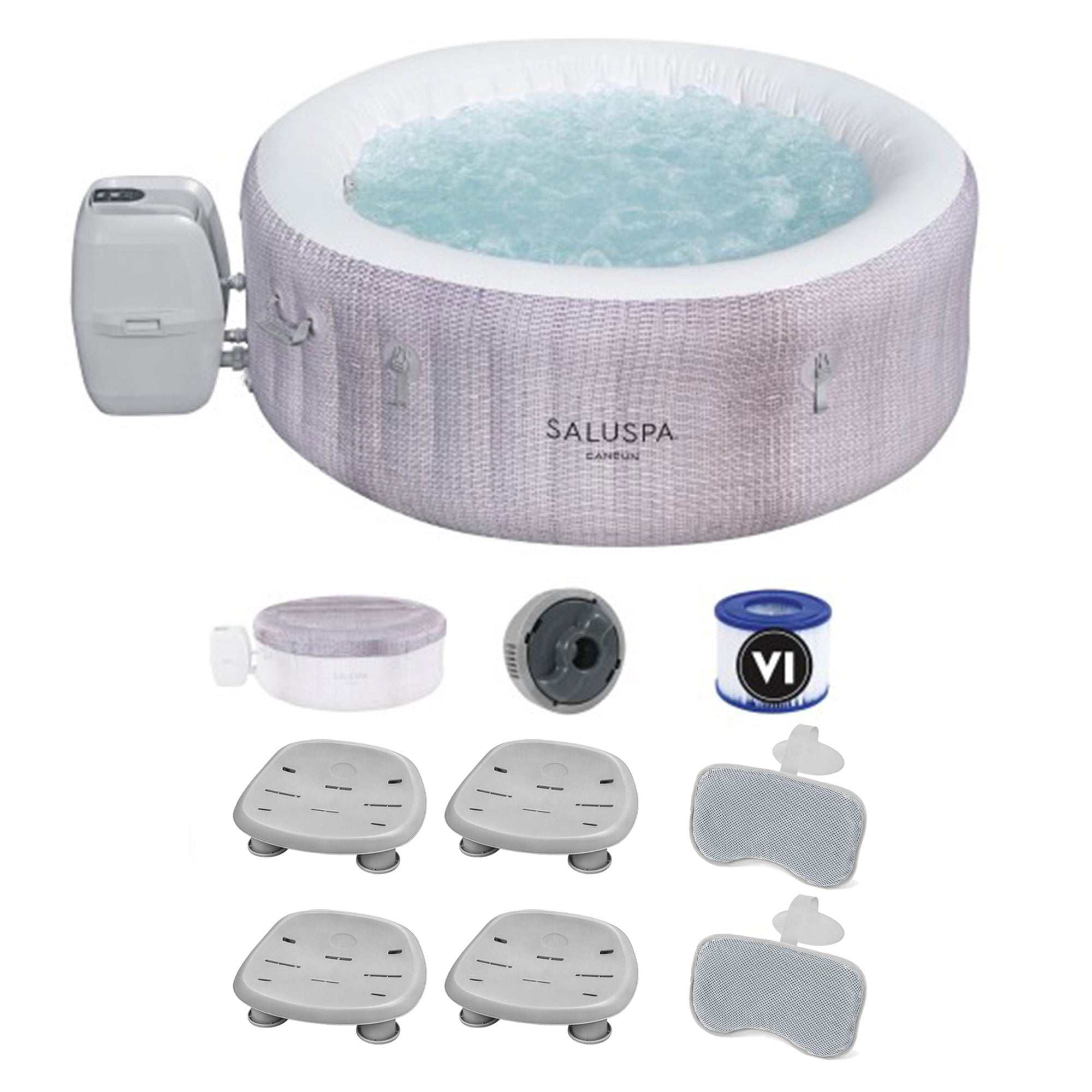 Bestway SaluSpa Cancun Inflatable Hot Tub w/2 SaluSpa Pool/Spa Seat & 2 Pillows image 1