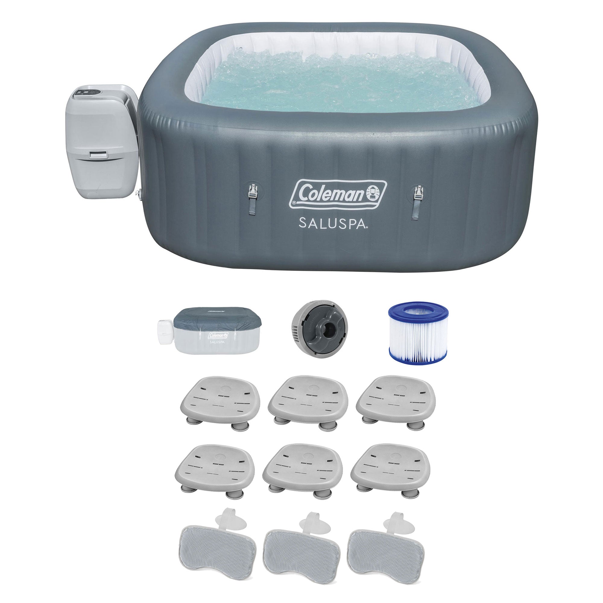 Bestway Coleman Hot Tub + 6 Bestway SaluSpa Spa Seats + Bestway SaluSpa Pillows image 1