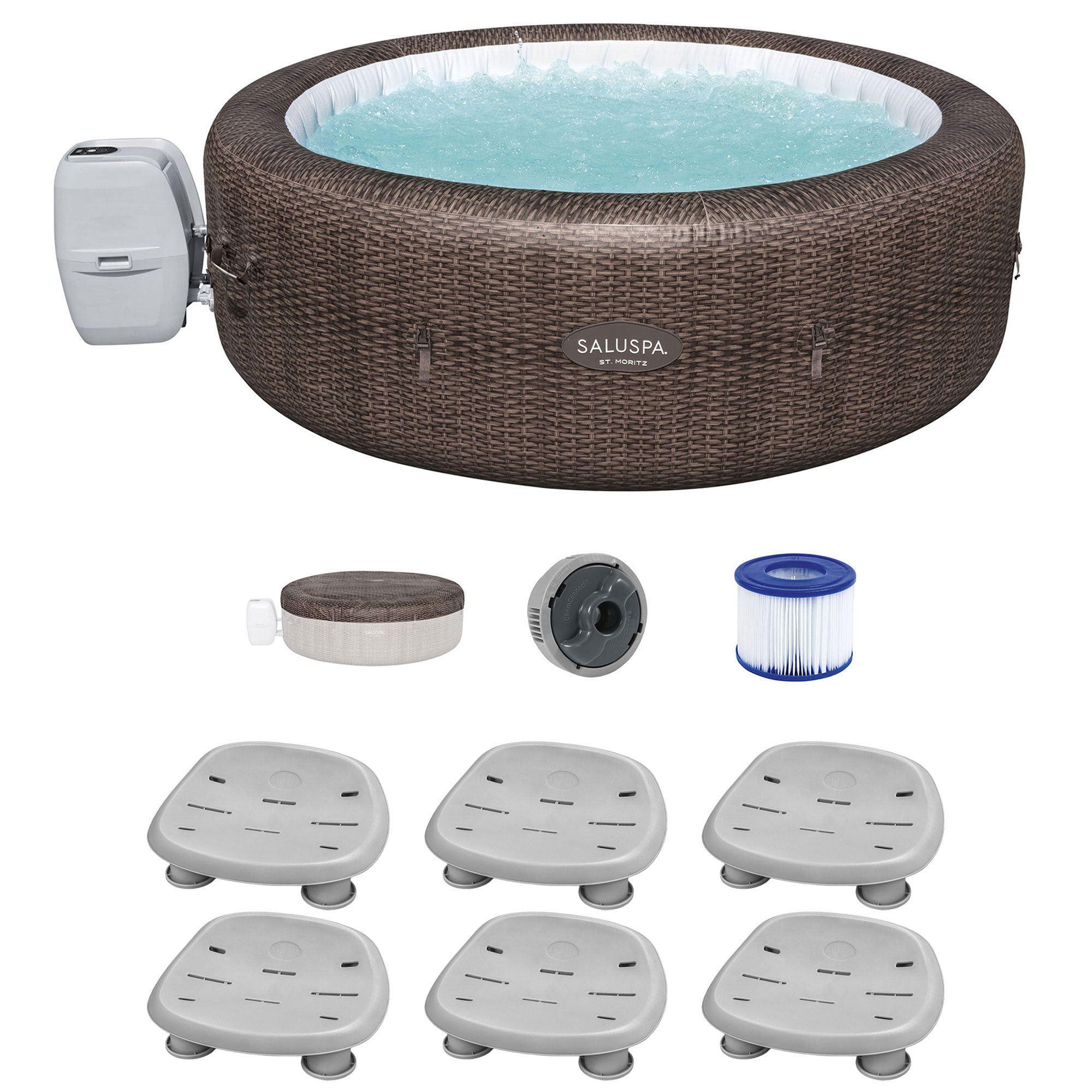 Bestway Coleman St Moritz AirJet Inflatable Hot Tub with 6 Pack SaluSpa Spa Seat image 1