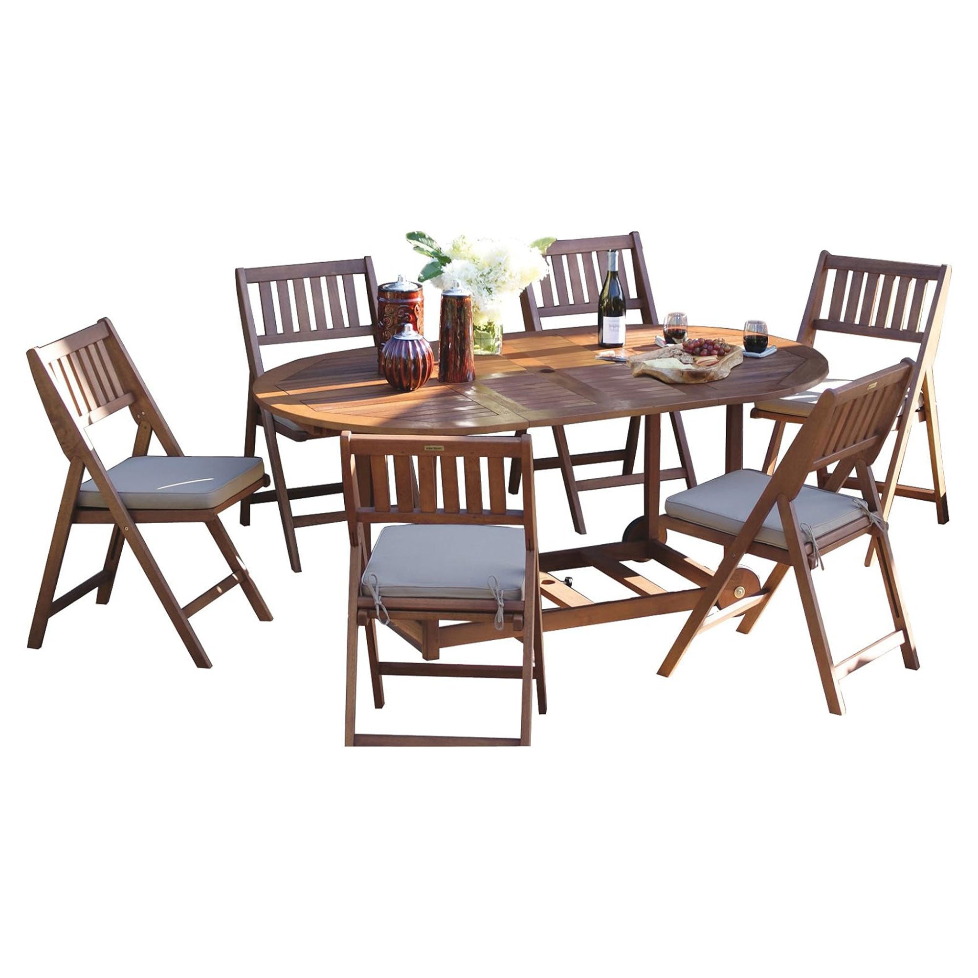 Outdoor Interiors 7 Piece Fold and Store Eucalyptus Hardwood Outdoor Dining Set image 1