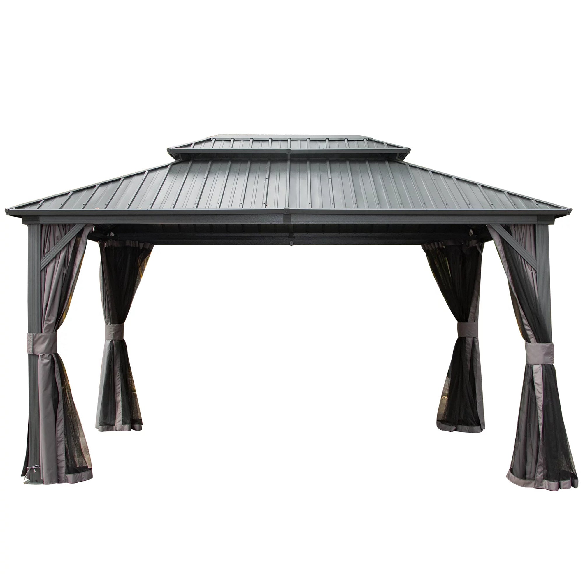 Hardtop Gazebo Outdoor Aluminum Gazebos Grill with Galvanized Steel Double Canopy for Patios Deck Backyard,Curtains&Netting image 1