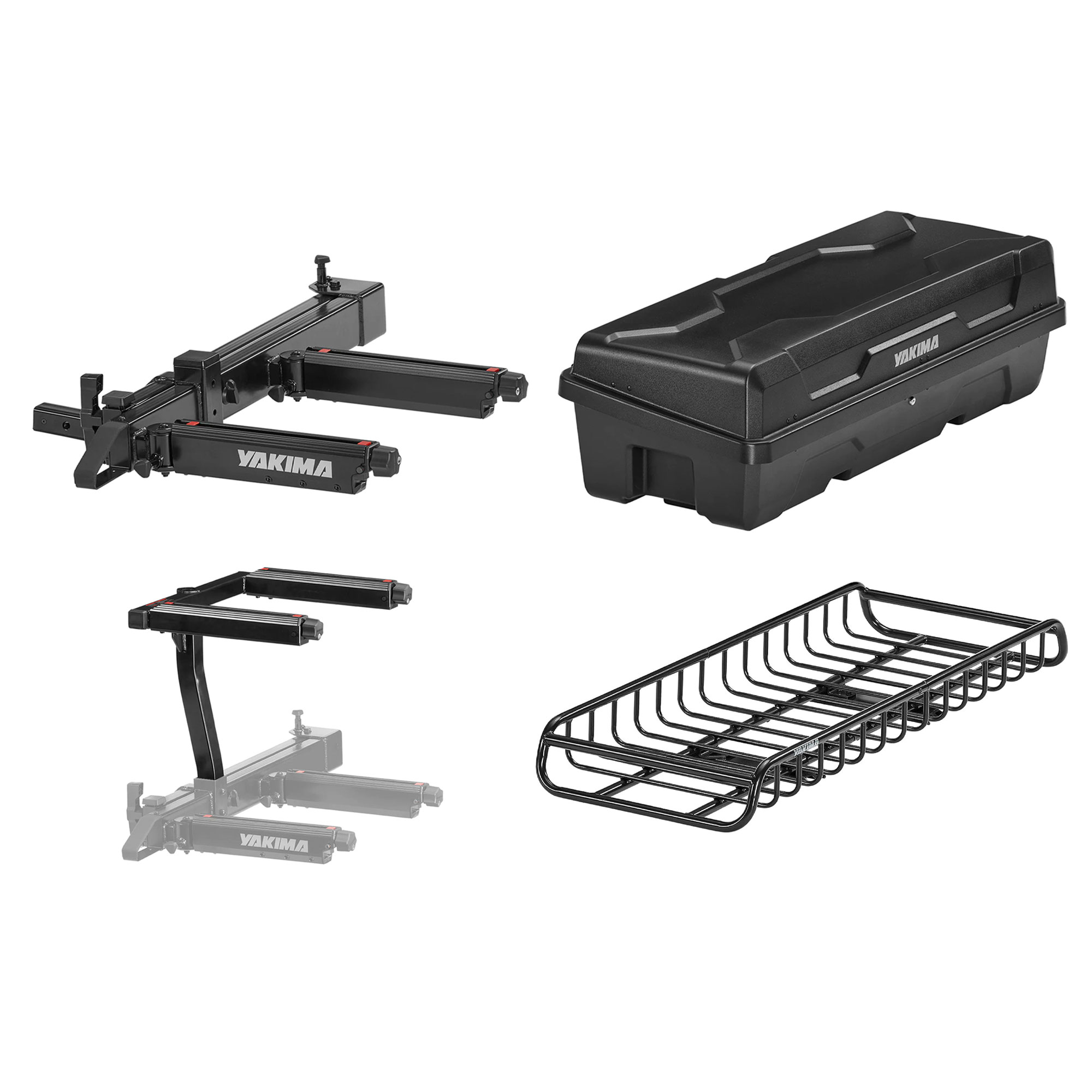 Yakima EXO SwingBase, GearLocker Box, TopShelf Rack and GearWarrior Basket Mount image 1