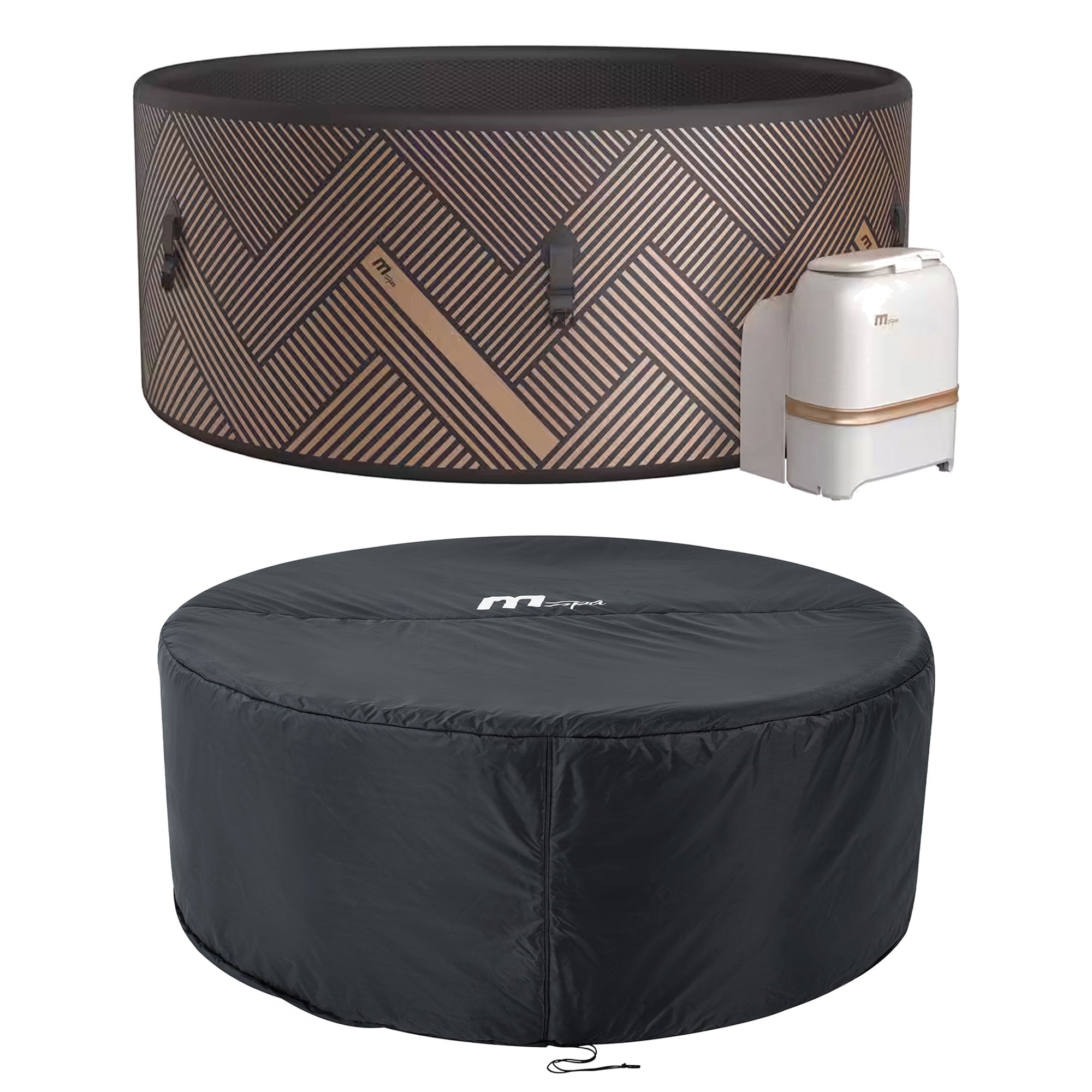 MSpa Round Inflatable 4 to 6 Person Bubble Spa w/ Energy Efficient Cover, Mono image 1