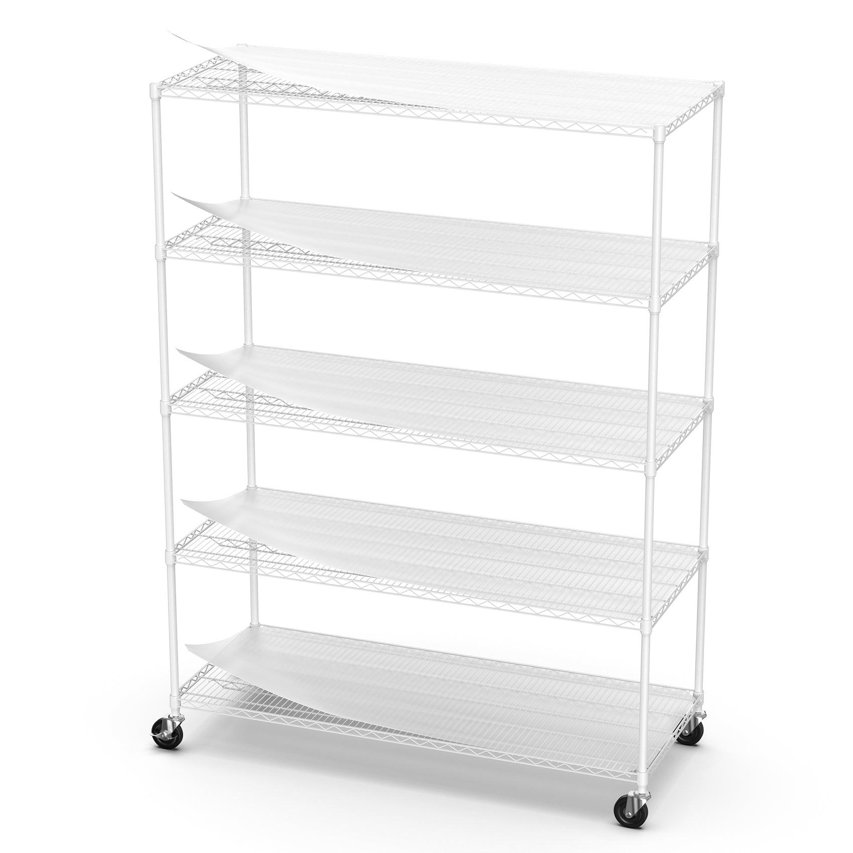 5 Tier 7500lbs Heavy Duty Adjustable Storage Rack Metal Shelf Wire Shelving Unit with Wheels & Shelf Liners - 82