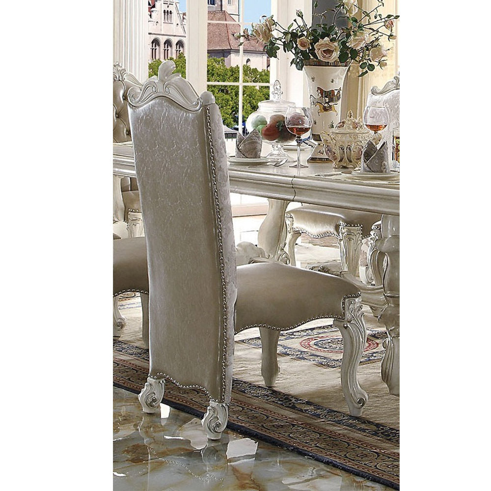 Versailles Side Chair (Set-2) in PU/Fabric & Bone White image 1