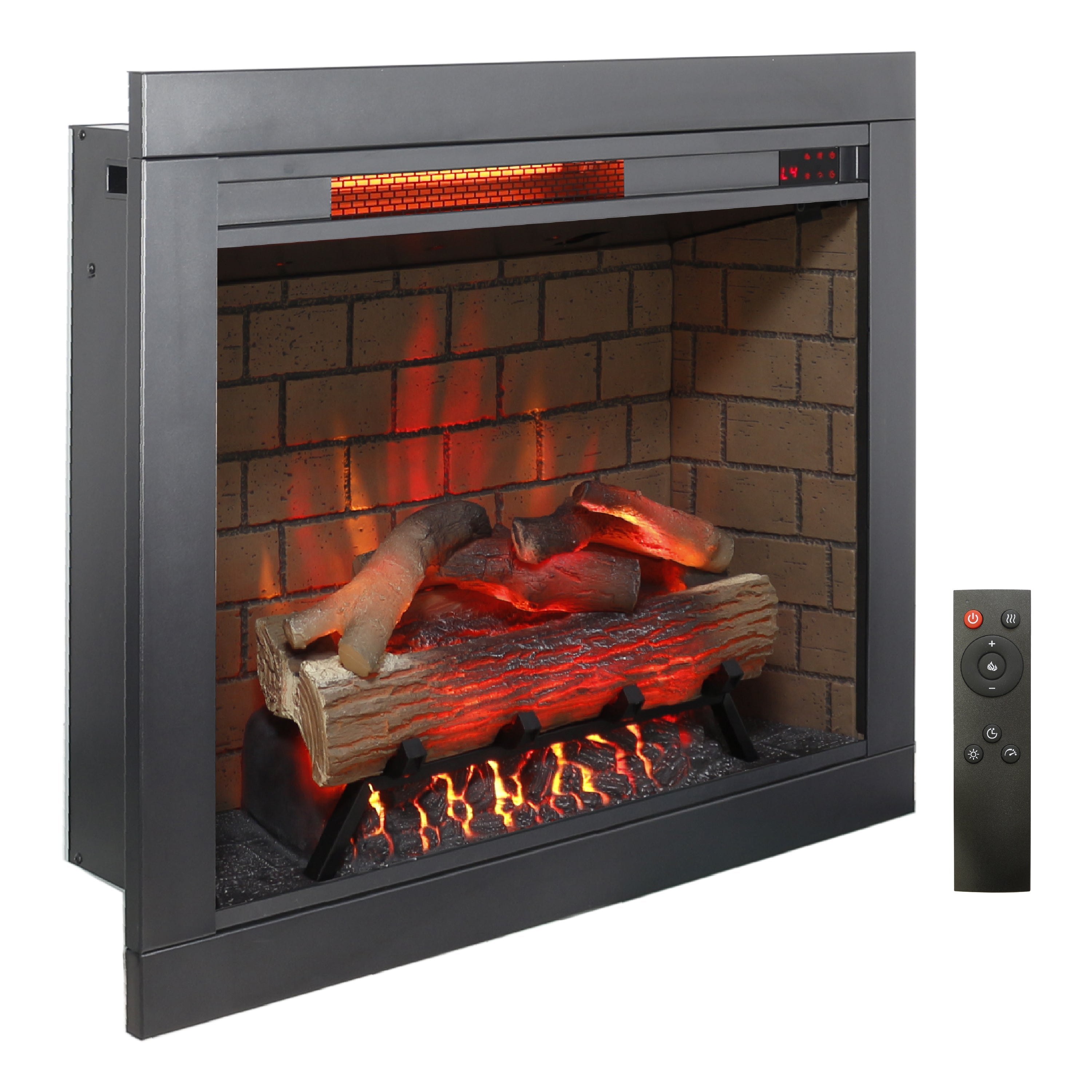 28inch Infrared Electric Fireplace Insert, Touch Panel Home Decor Heater, Smokeless Firebox With Trim Kit image 1