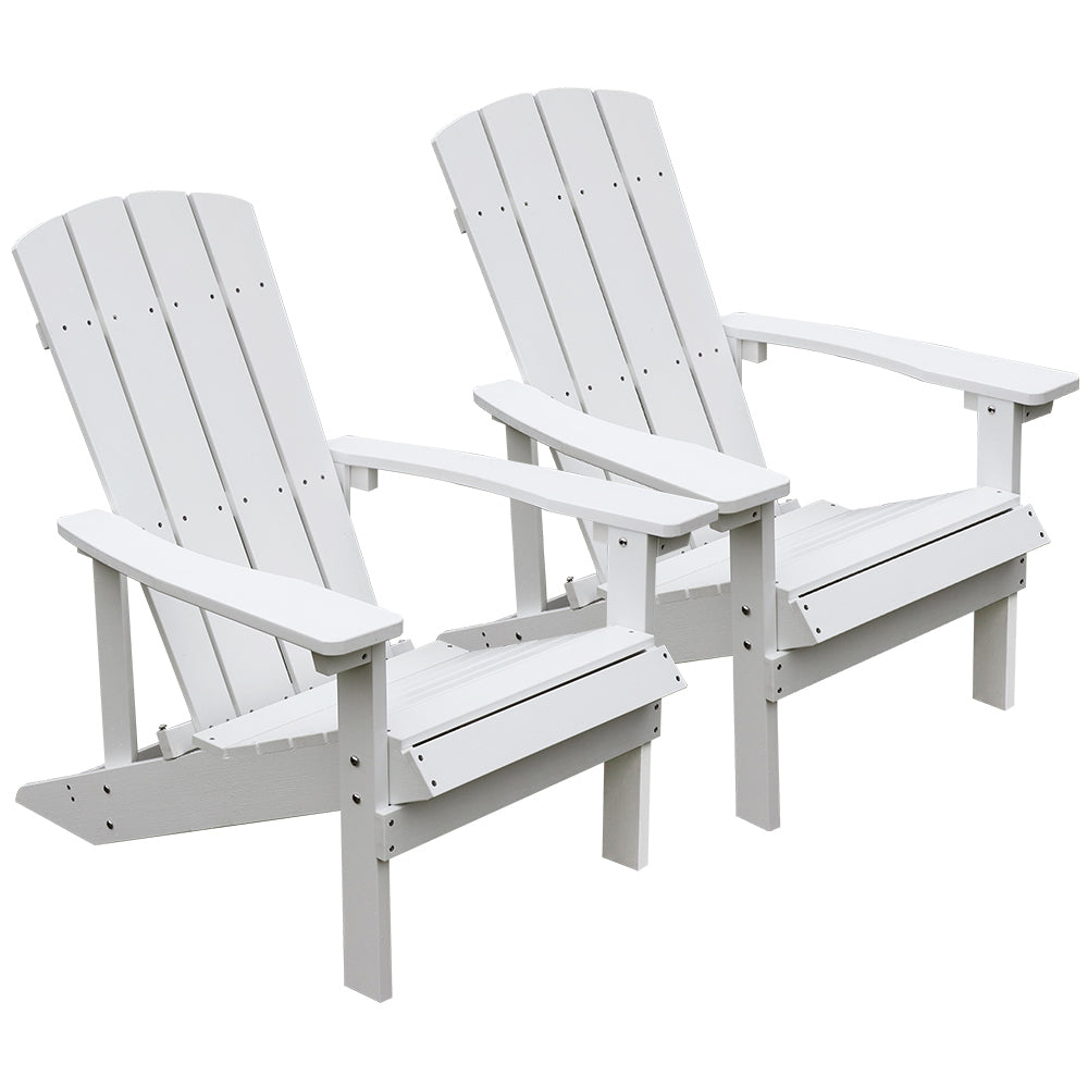 White Outdoor Loungers Set Of 2 Adirondack Patio Chair Set For Deck Outside Pool Garden image 1