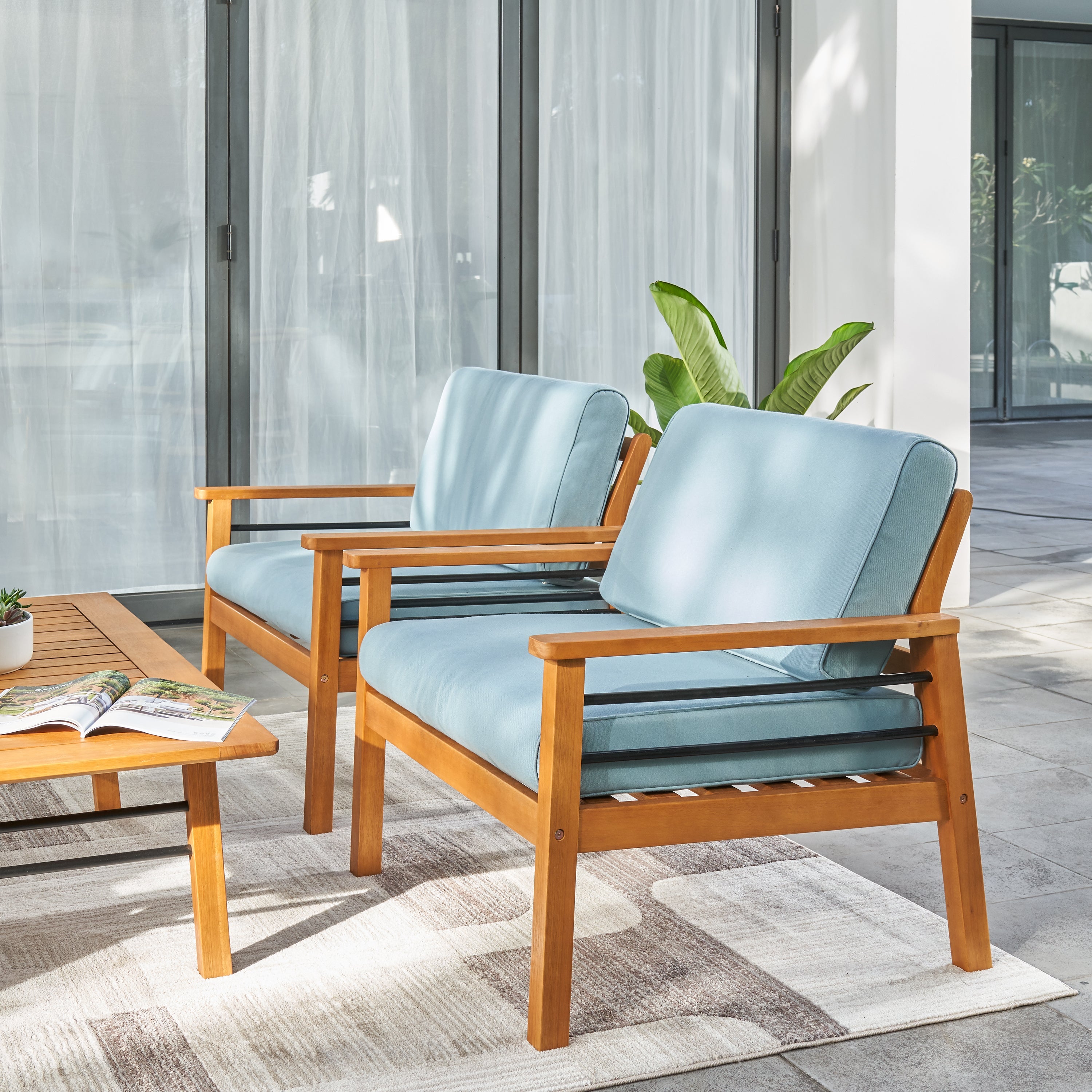 Gloucester Contemporary Patio Wood Sofa Club Chair image 1