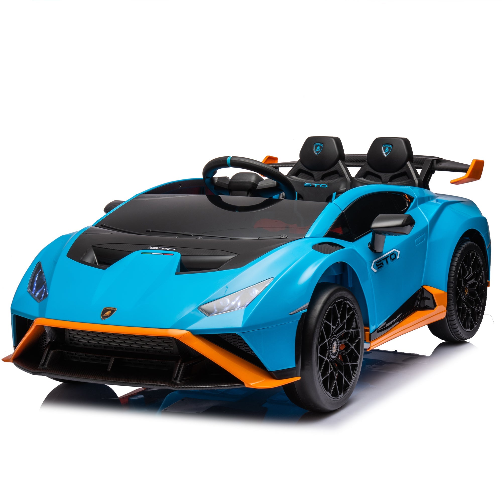 Lamborghini Huracan Sto 24V Kids Electric Ride-On Drift Car: Speeds 1.86-5.59 MPH, Ages 3-8, Foam Front Wheels, 360 Spin, LED Lights, Dynamic Music, Early Learning, USB Port, Drift Feature image 1