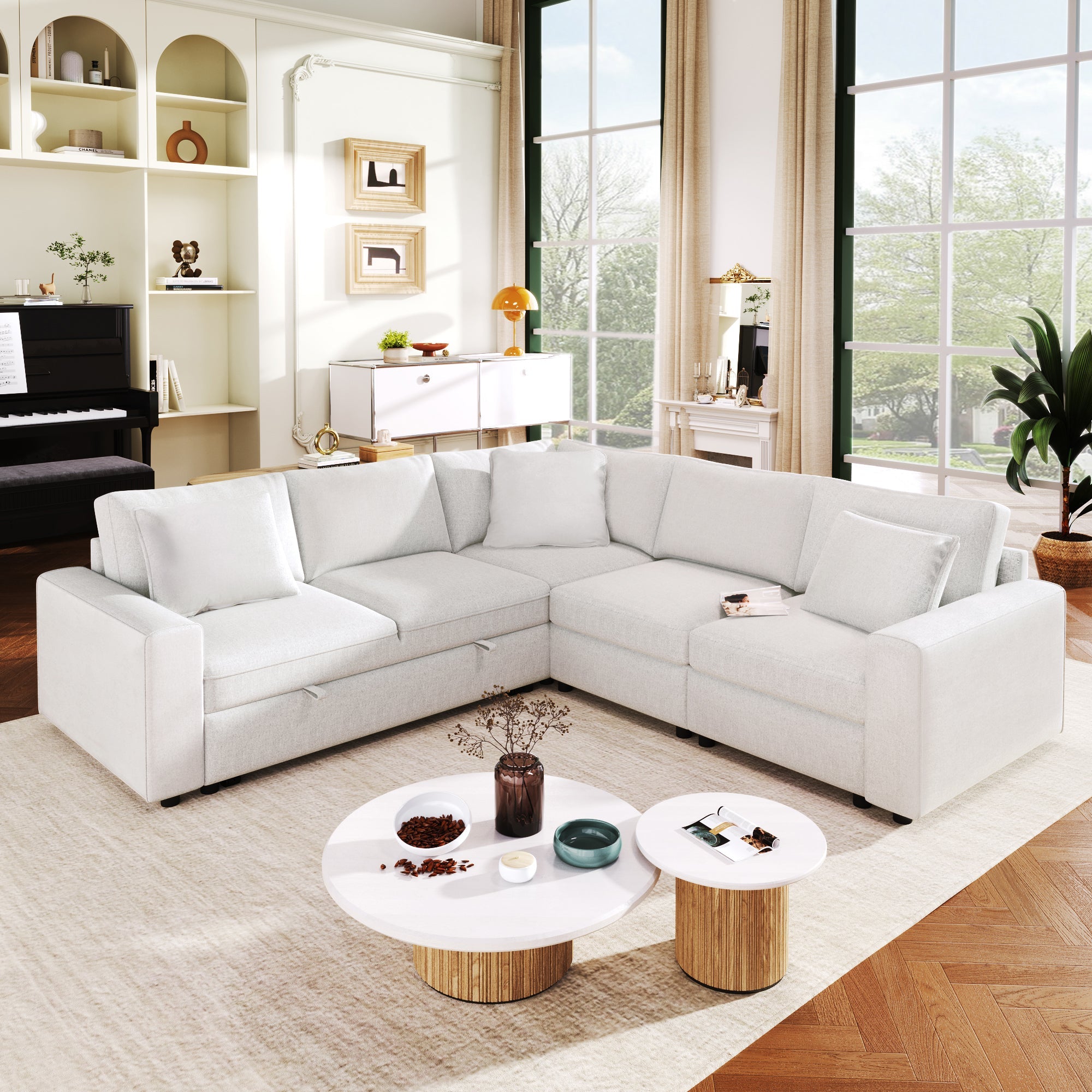4-Seat L-shaped Modular Sofa with Thick Backrest and Seat Cushions, Suitable for Living Rooms, Offices image 1