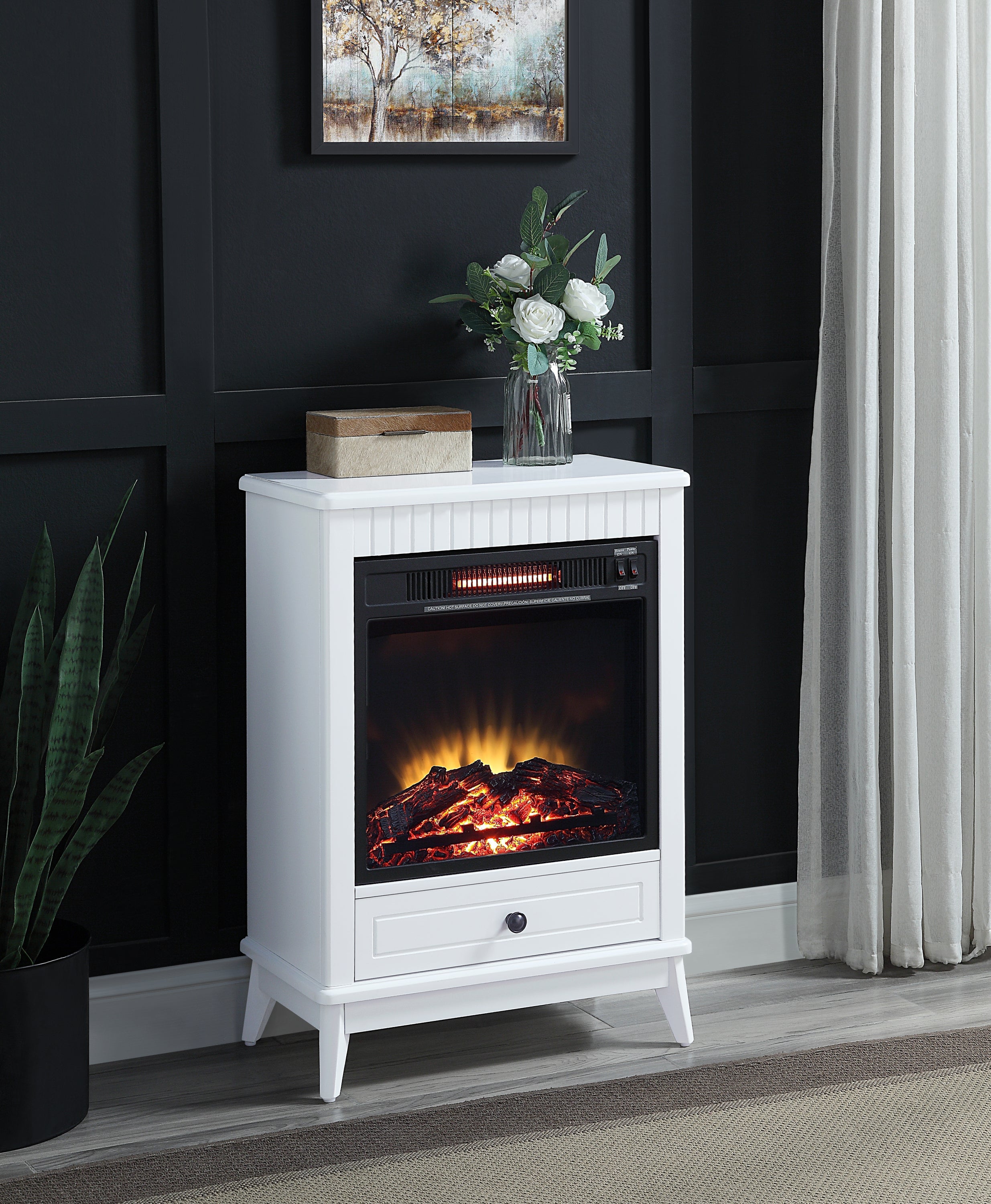 Hamish Fireplace in White Finish image 1