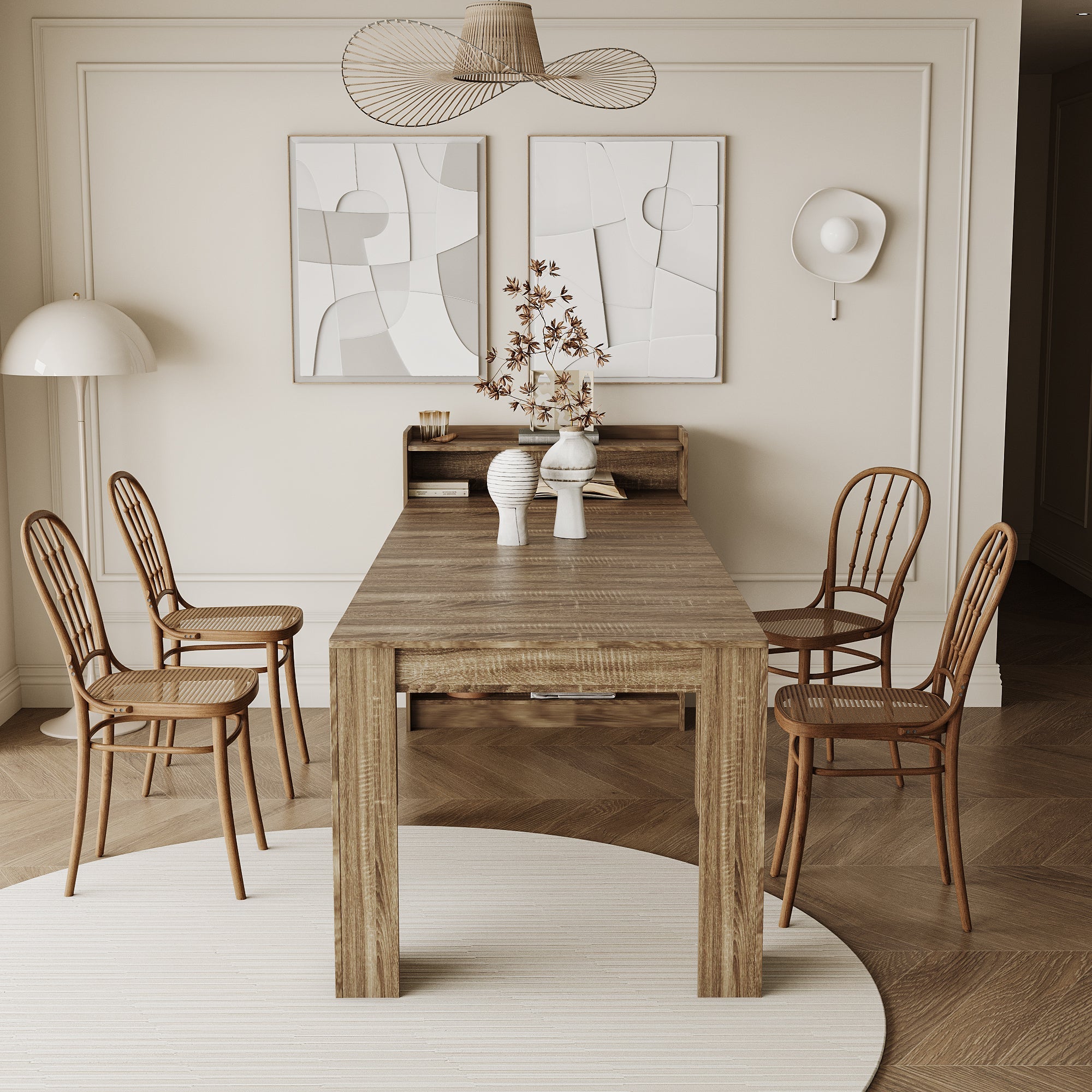Modern Extendable Dining Table with Storage image 1