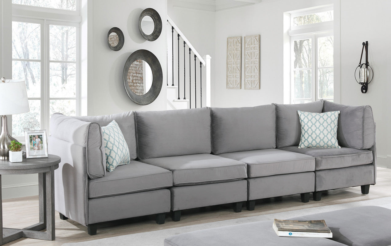 Zelmira Gray Velvet 4Pc Sofa image 1