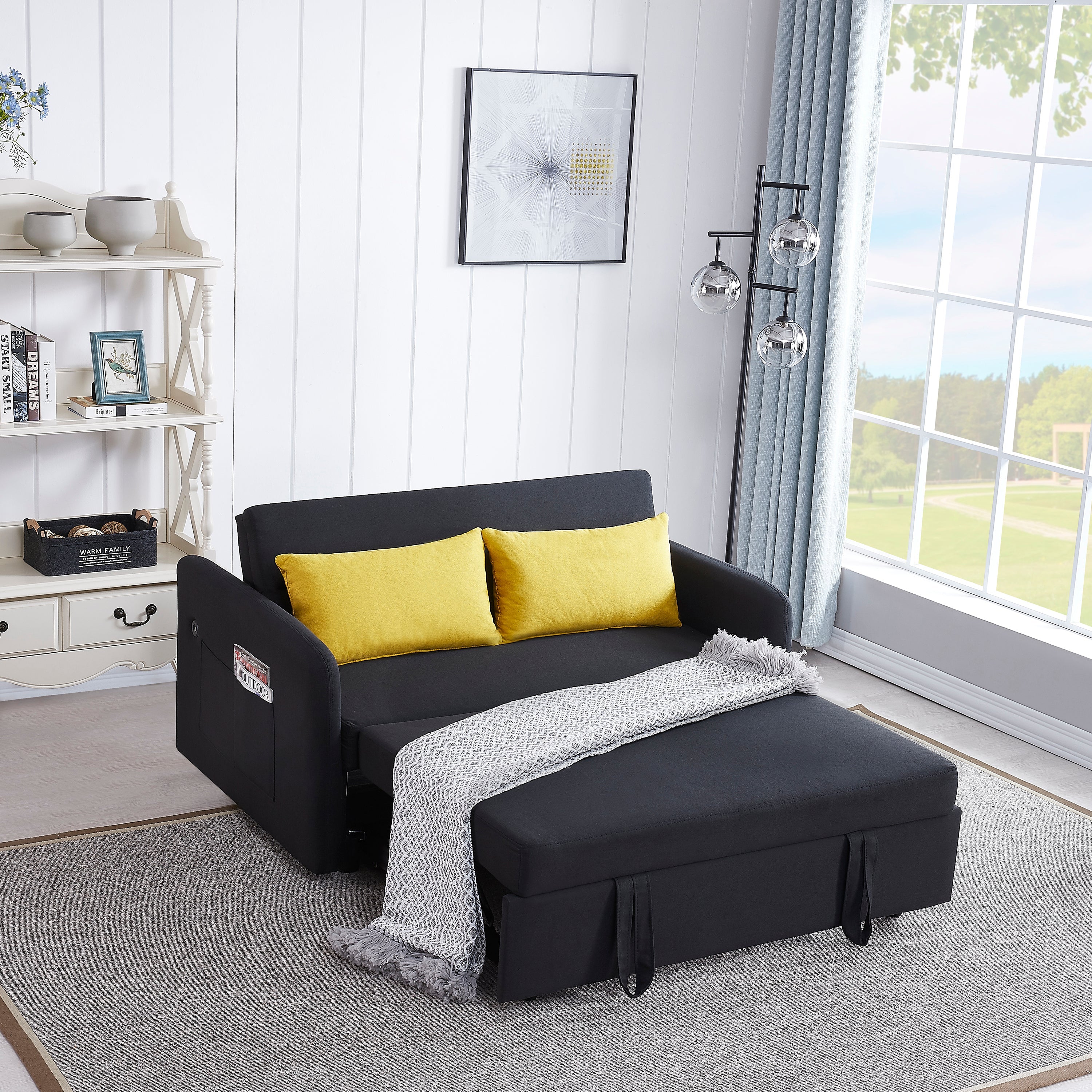 Twins Sofa Bed Black Fabric image 1