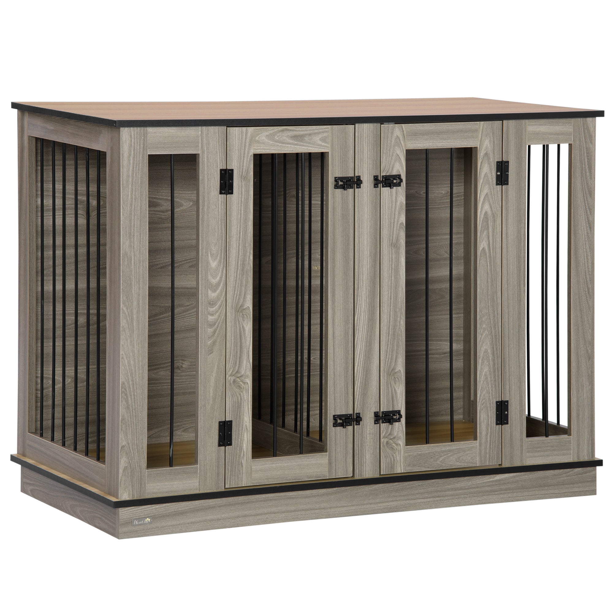 Large Furniture Style Dog Crate with Removable Panel Dark Walnut image 1