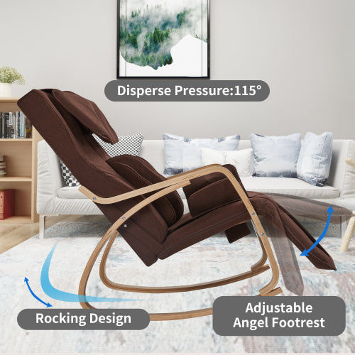 Full massage function-Air pressure-Comfortable Relax Rocking Chair, Lounge Chair Relax Chair with Cotton Fabric Cushion Brown image 1