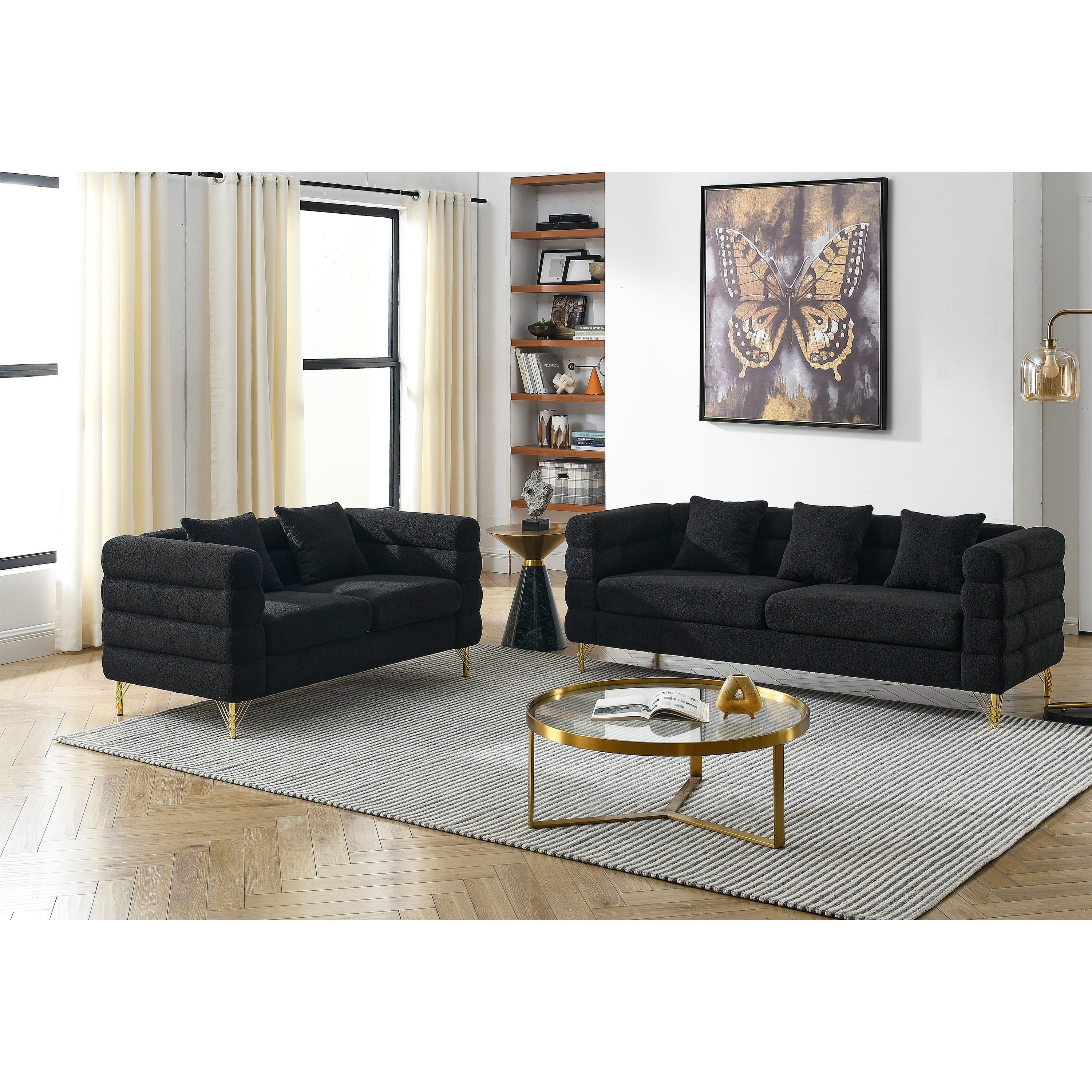 3-seater + 2-seater Combination sofa.BLACK teddy image 1