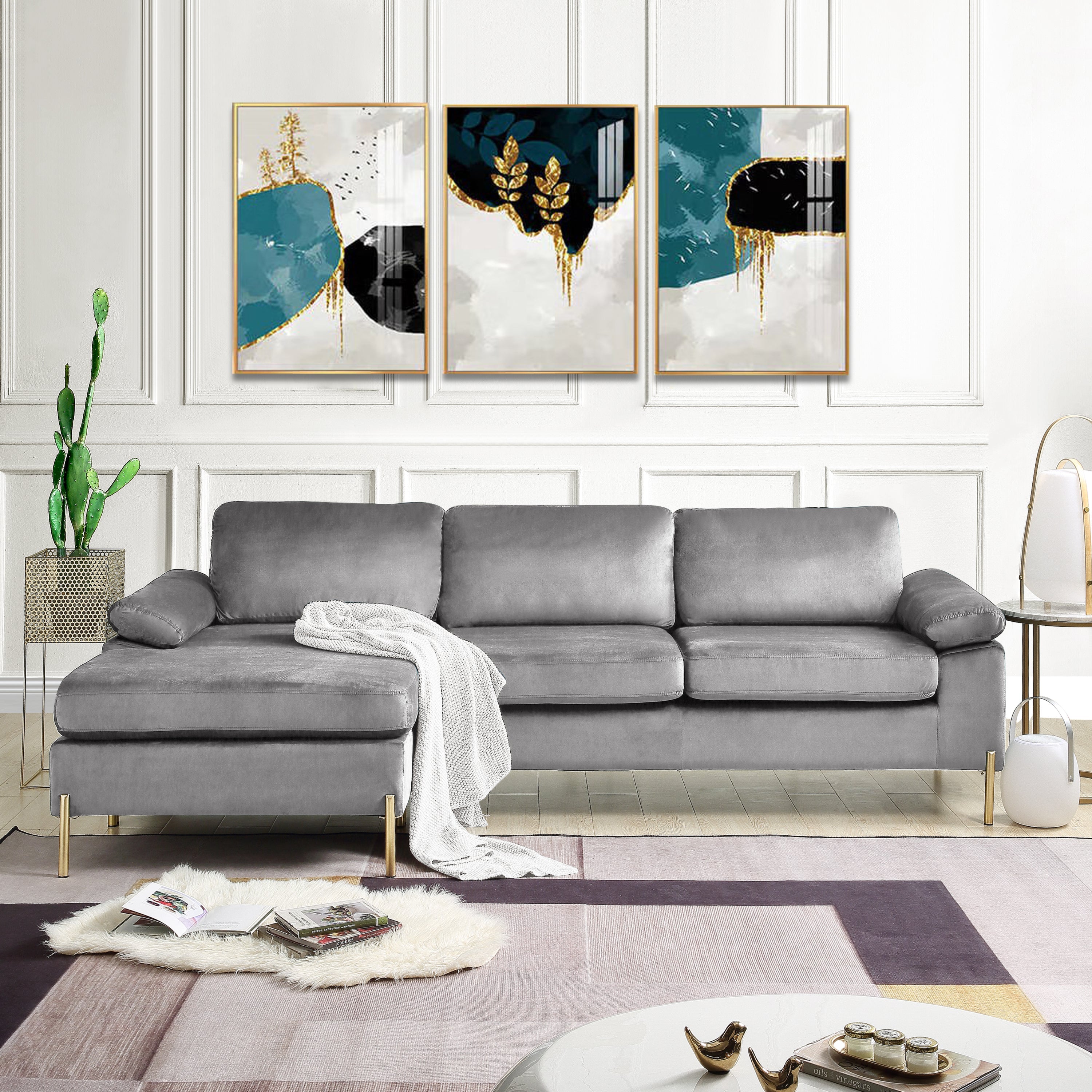 Shannon Velvet Sectional Sofa with Chaise image 1