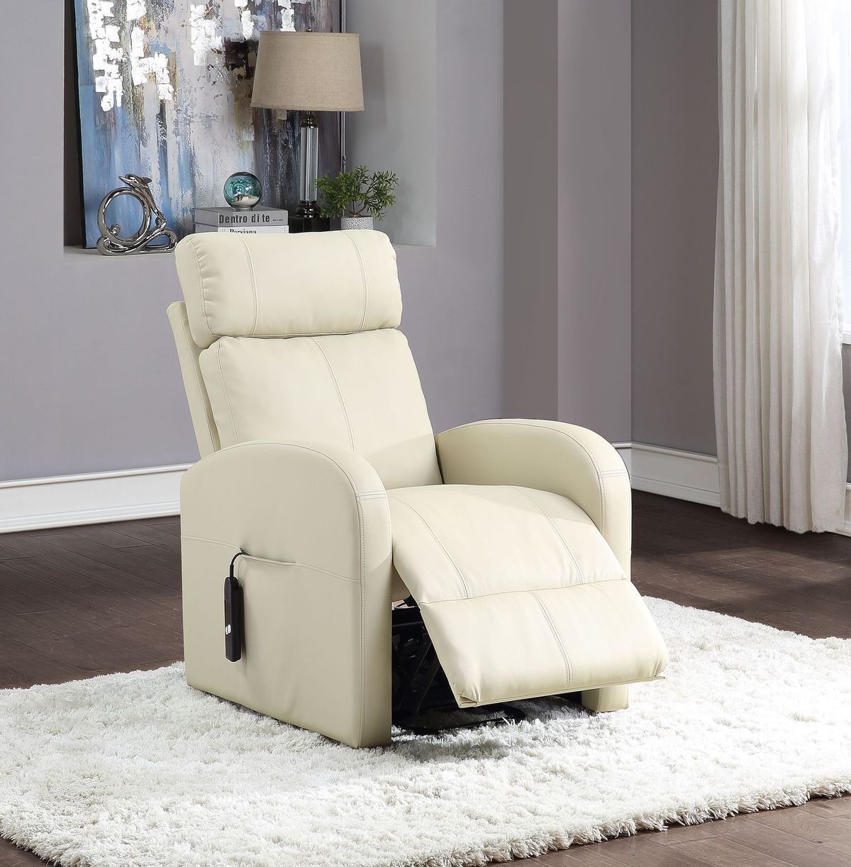 Ricardo Recliner w/Power Lift, Beige PU image 1