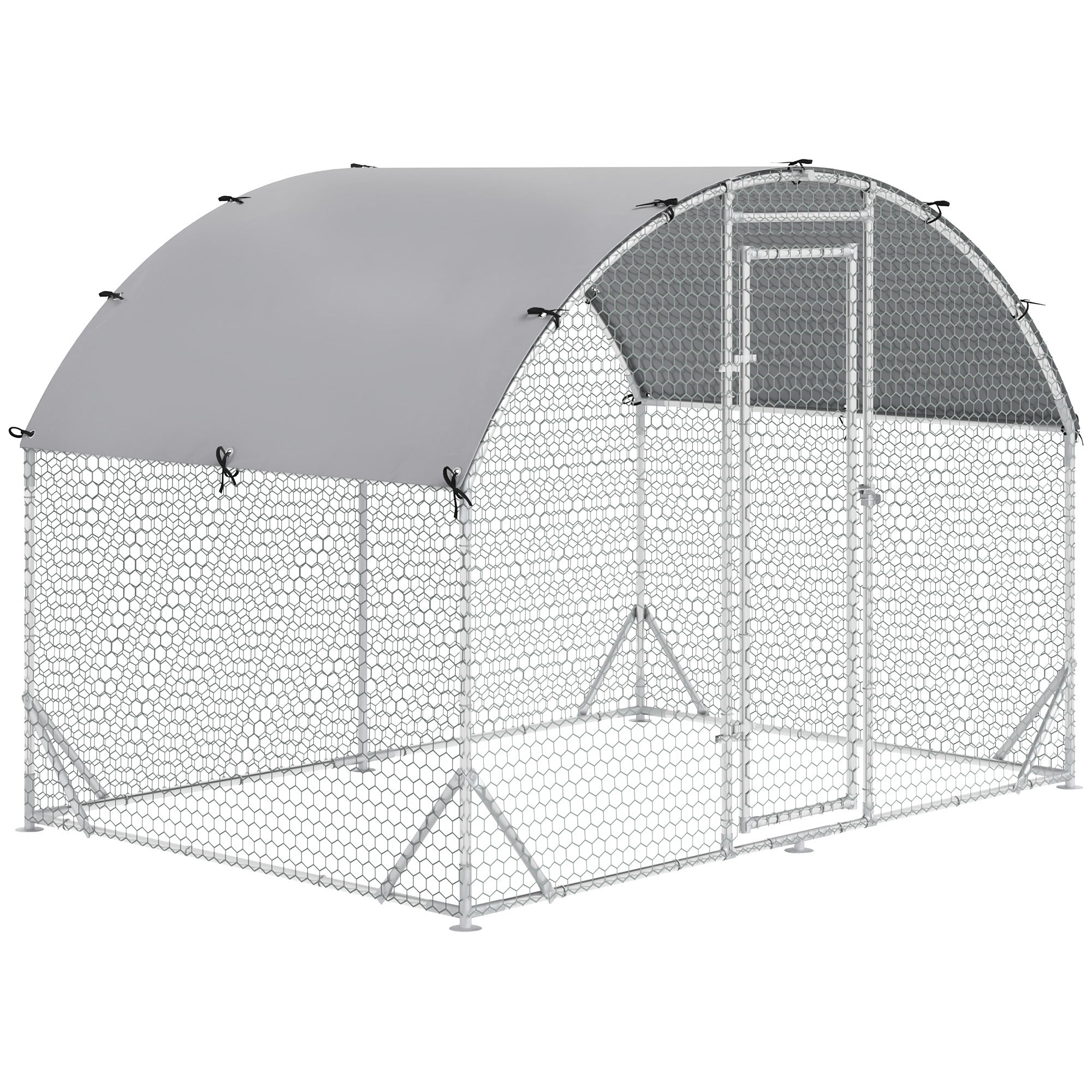 Large Chicken Coop Metal Chicken Run with Waterproof and Anti-UV Cover, Dome Shaped Walk-in Fence Cage Hen House for Outdoor and Yard Farm Use, 1