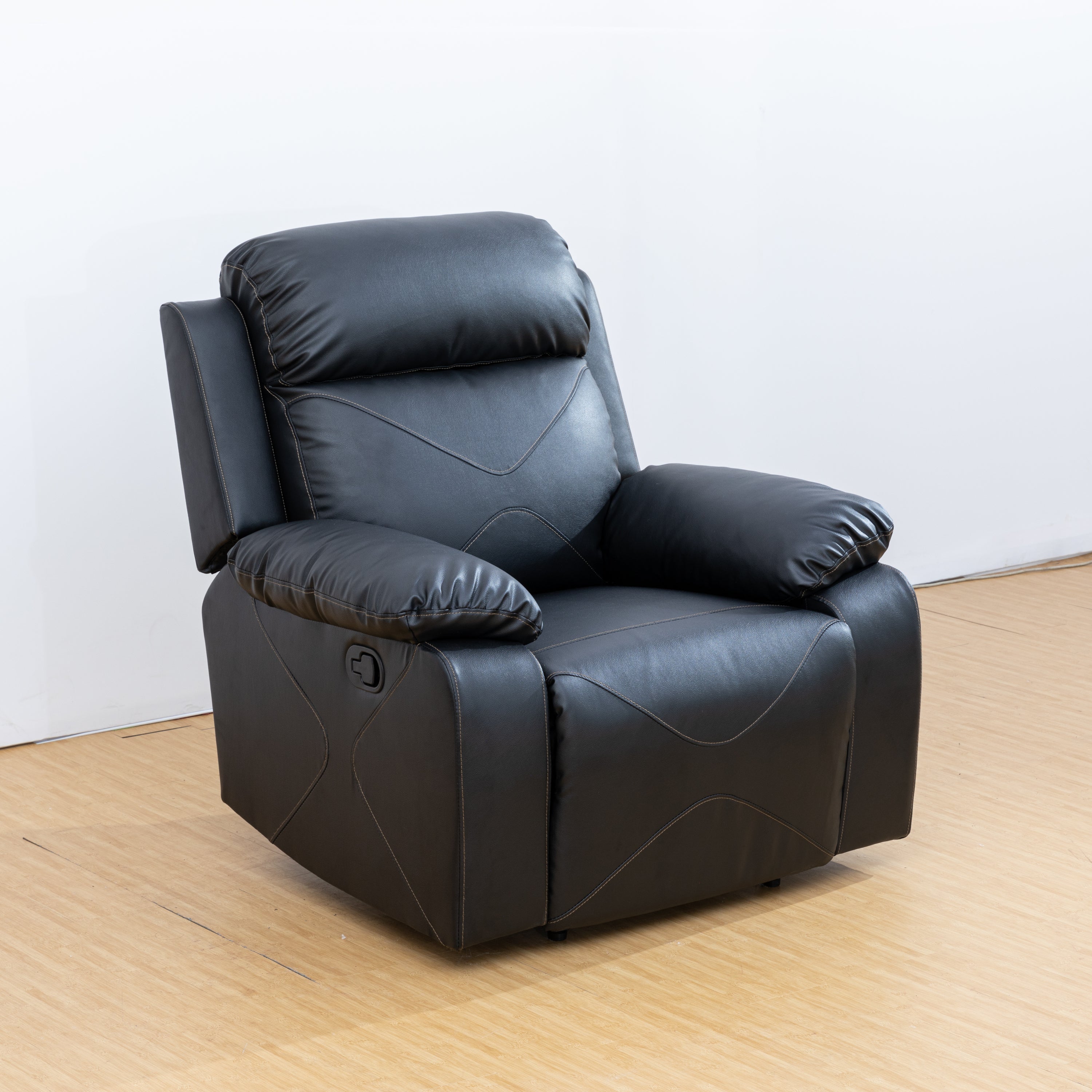 Breathing Leather black recliner chair for adults living room sofa chair with armrest, for home theater image 1