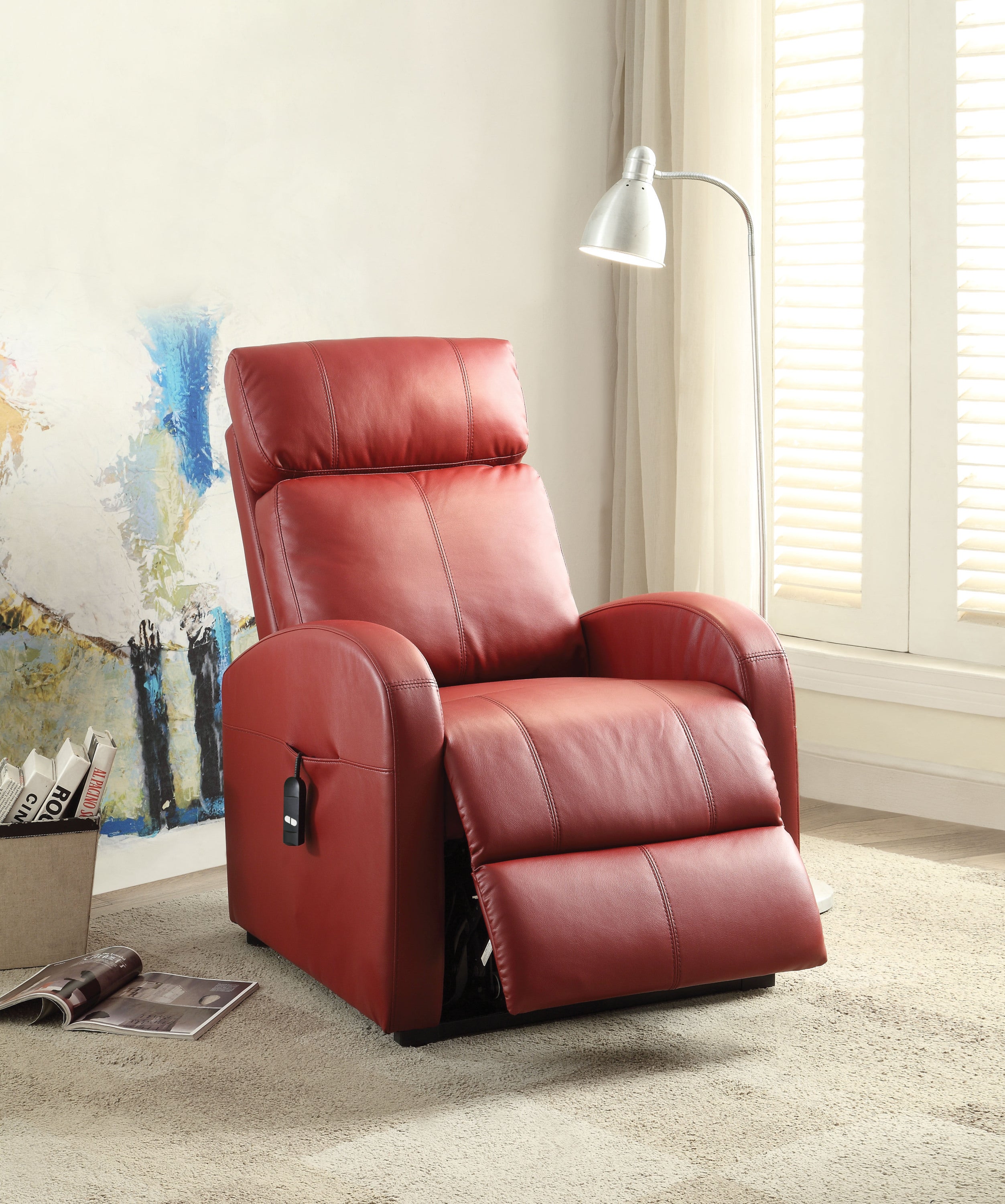 Ricardo Recliner w/Power Lift in Red PU image 1
