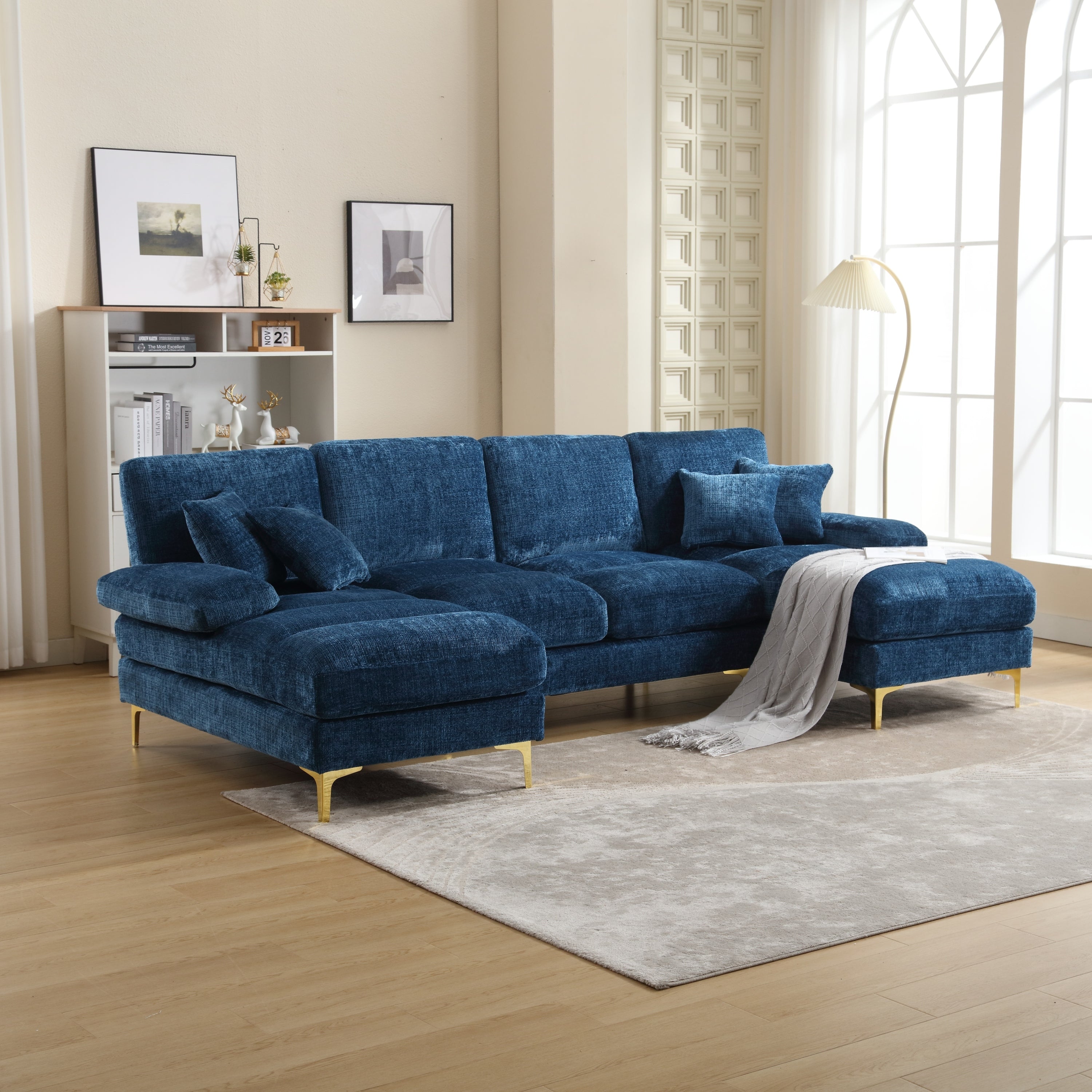 Modern Large chenille Fabric U-Shape Sectional Sofa image 1