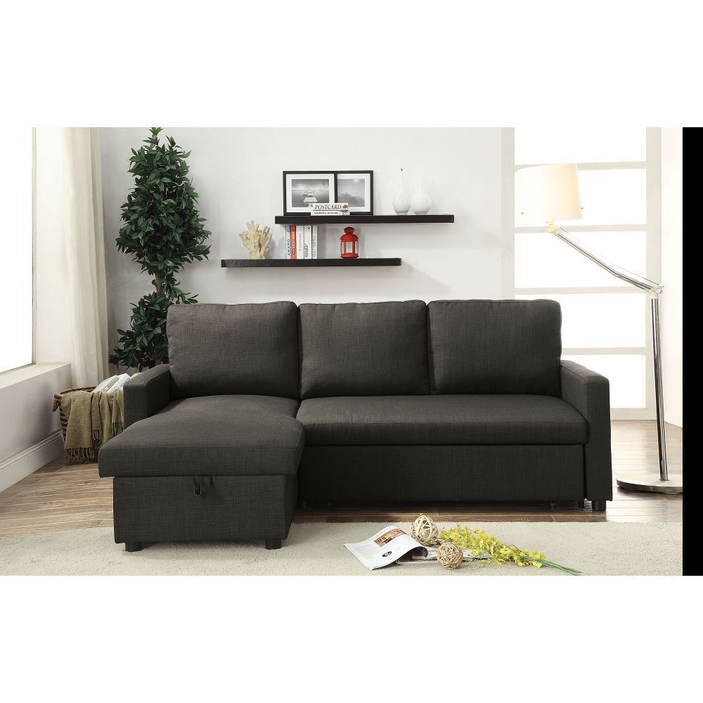 Hiltons Sectional Sofa w/Sleeper in Charcoal Linen image 1
