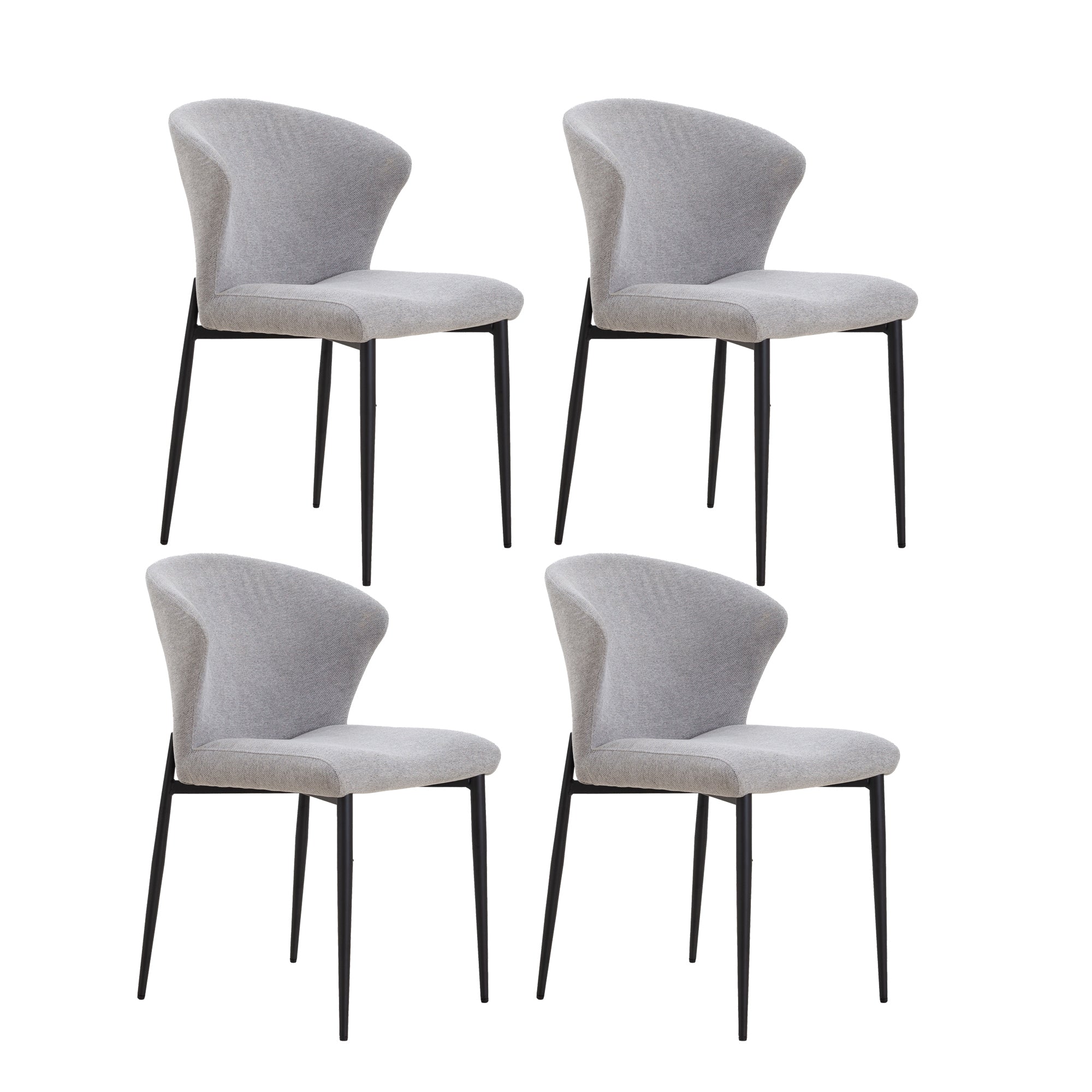 Dining Chairs set of 4, Upholstered Side Chairs, Adjustable Kitchen Chairs Accent Chair Cushion Upholstered Seat with Metal Legs for Living Room Grey image 1
