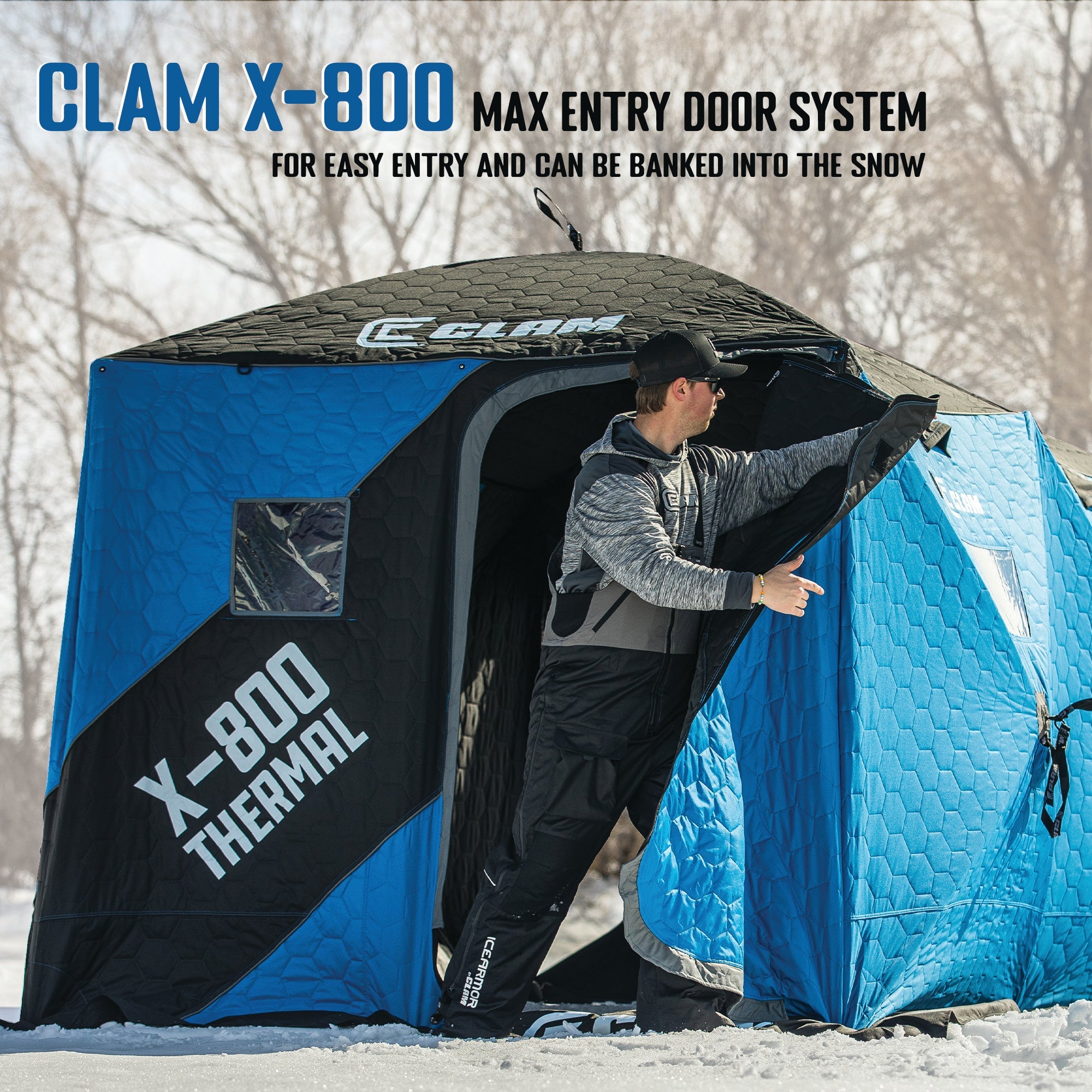 CLAM X-800 Portable 15x8 7 Person Pop Up Ice Fishing Thermal Hub Shelter Tent image 4