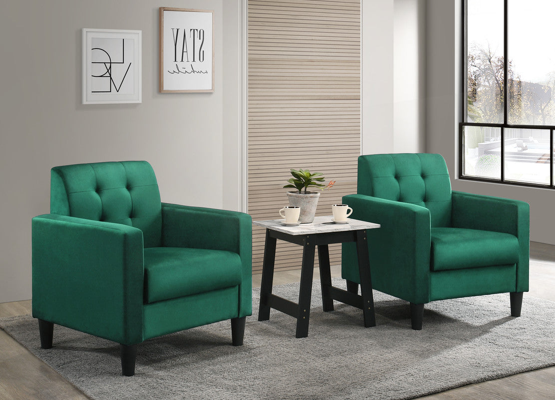 Hale Green Velvet Armchairs and End Table Living Room Set image 1