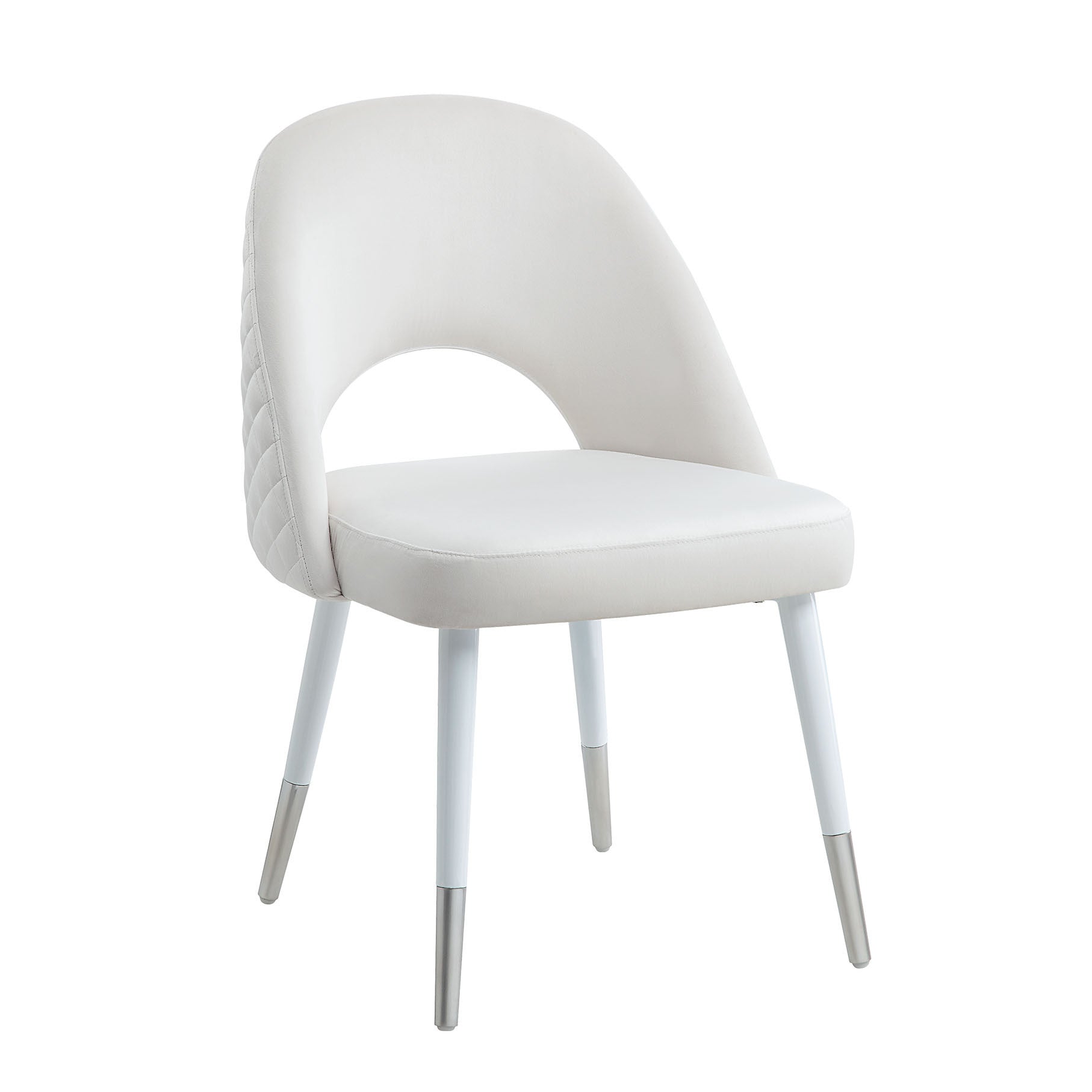 Zemirah Side Chair(Set-2), White Velvet & White Finish image 1