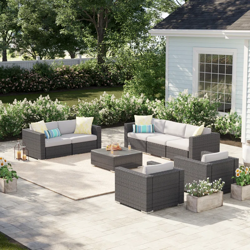 7 - Person Outdoor Seating Group with Cushions image 1