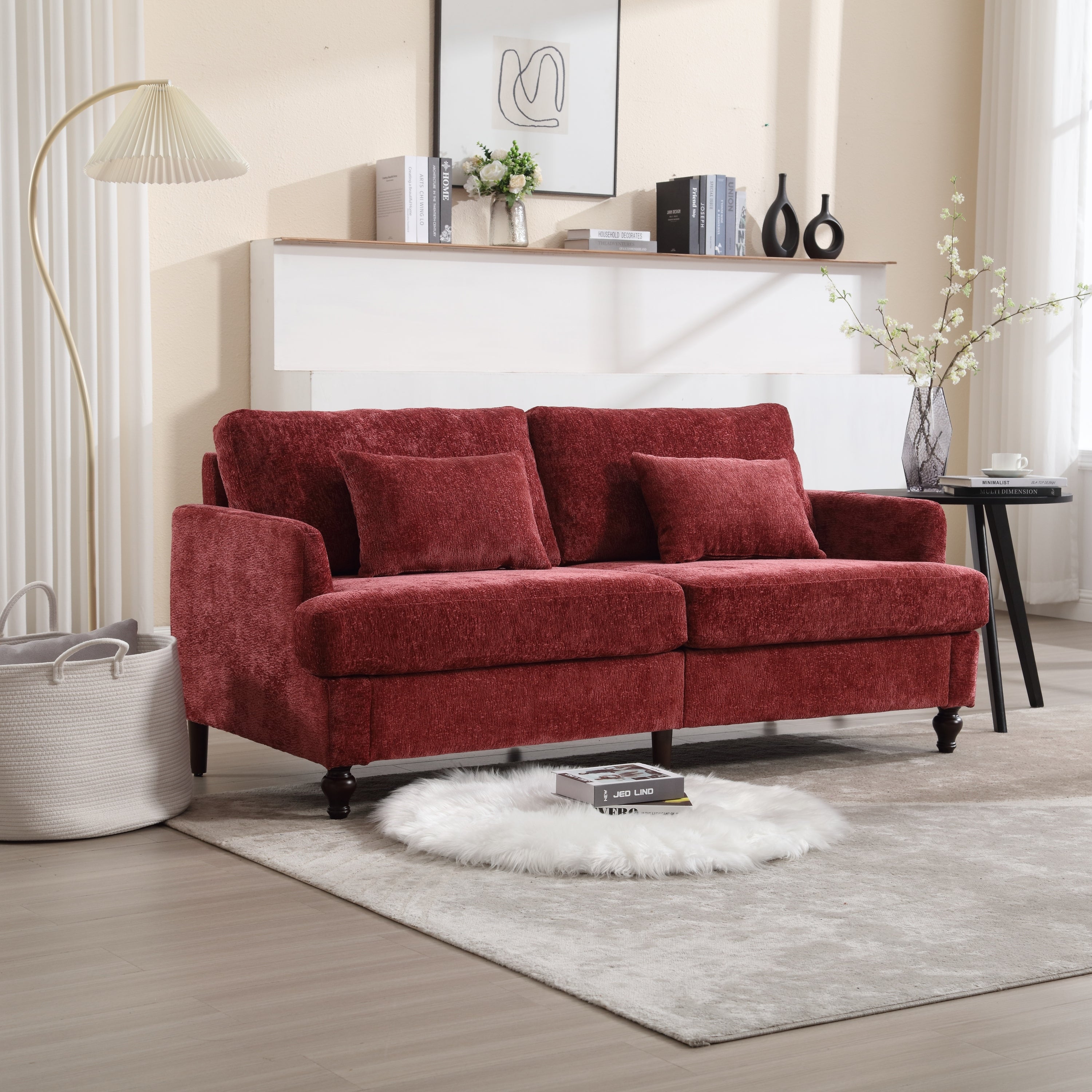 Modern chenille Fabric Loveseat, 2-Seat Upholstered Loveseat Sofa Modern Couch image 1