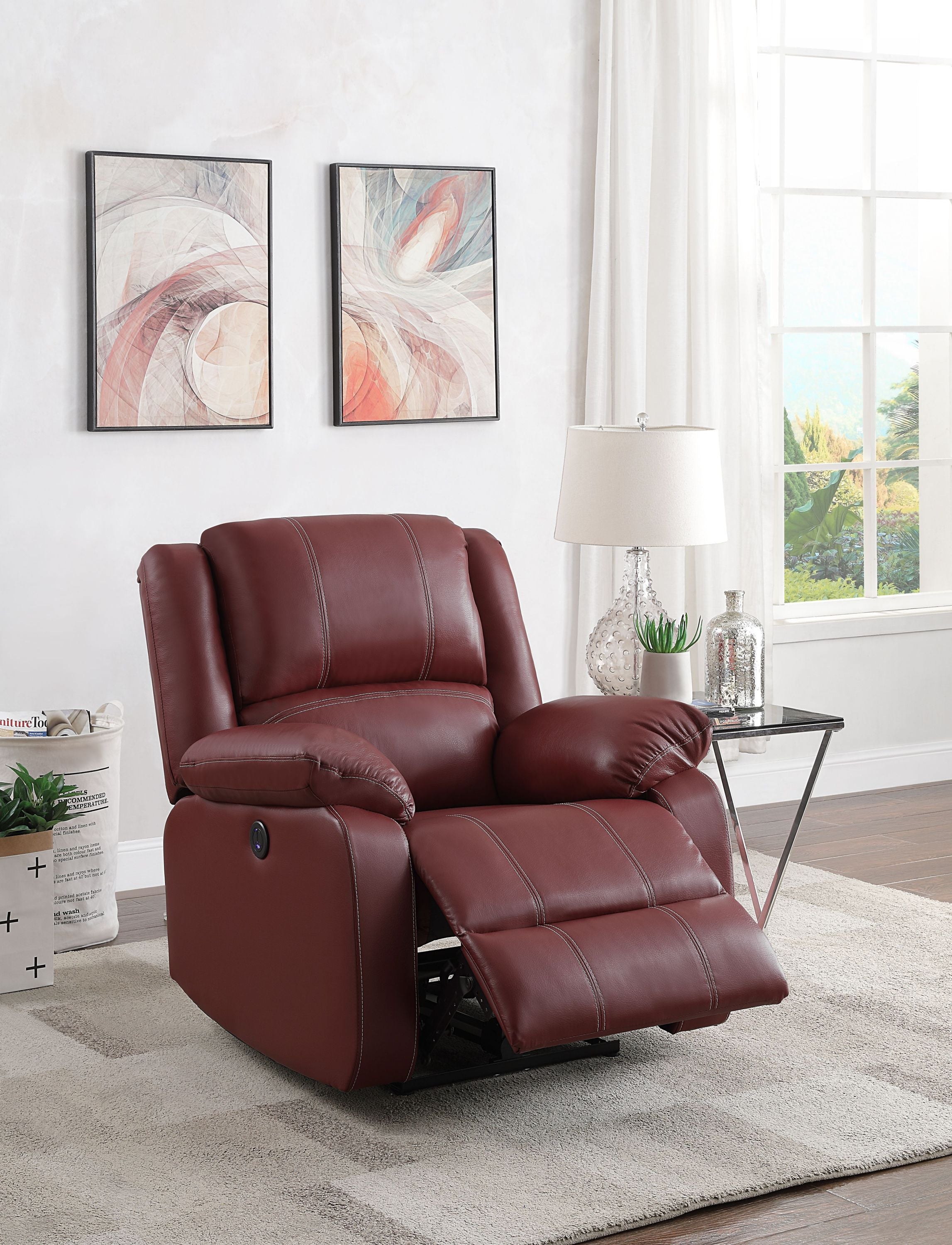 Zuriel Power Recliner, Red PU 52153 image 1