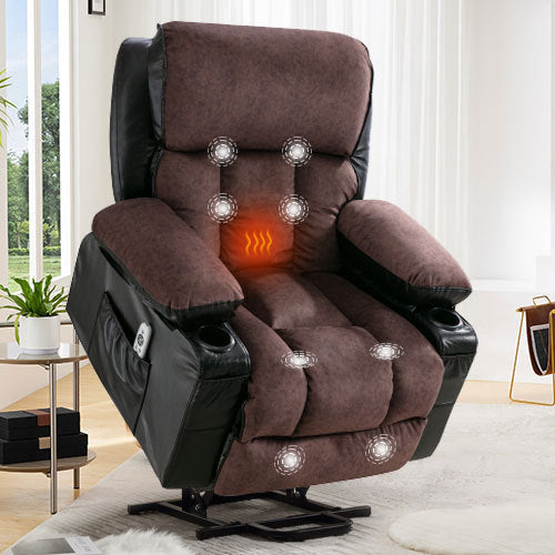 Power Lift Recliner Chair Recliners for Elderly with Heat and Massage Recliner Chair for Living Room with Infinite Position and Side Pocket,USB Charge Port.BLACKBROWN image 1