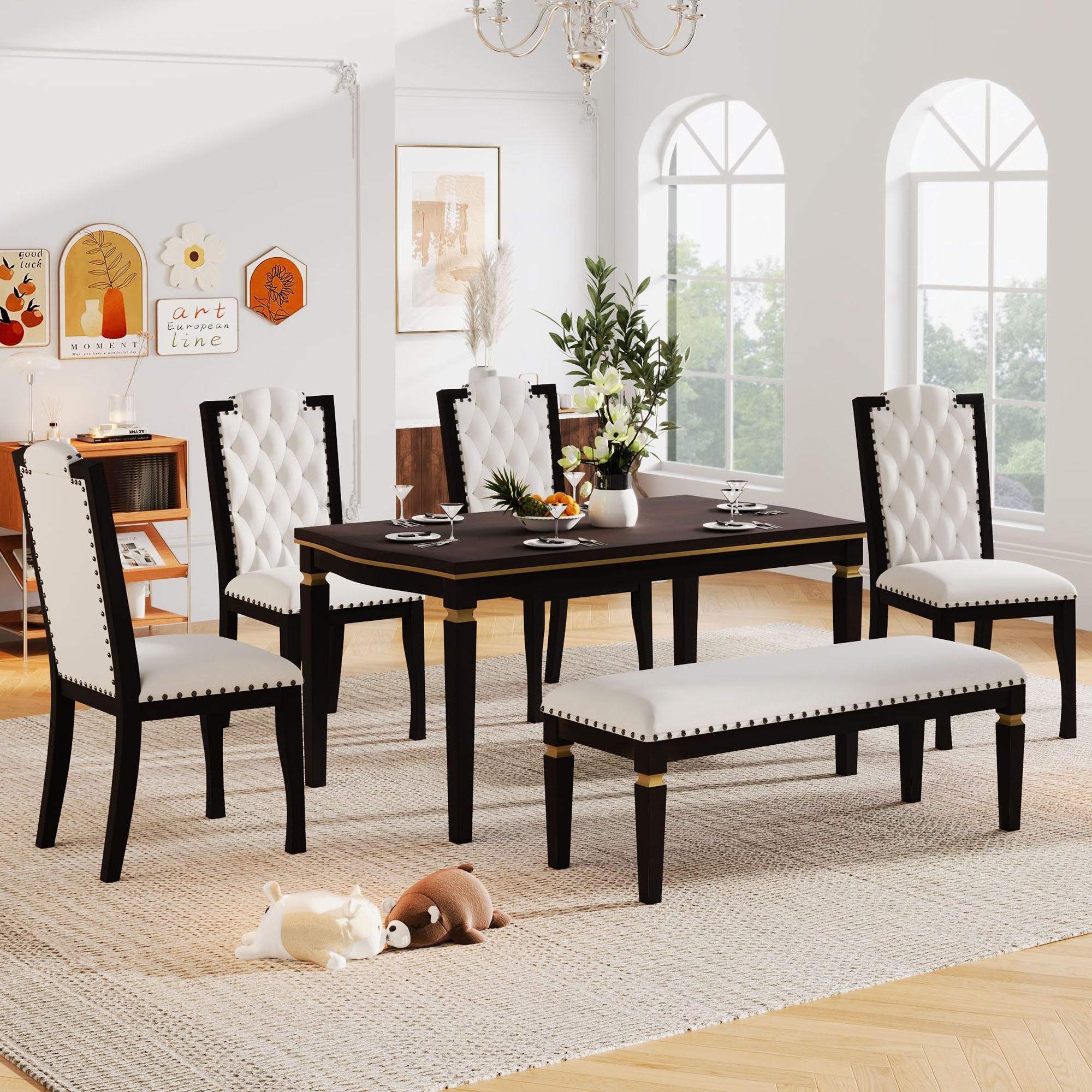 6-Piece Kitchen Dining Table Set, 62.7