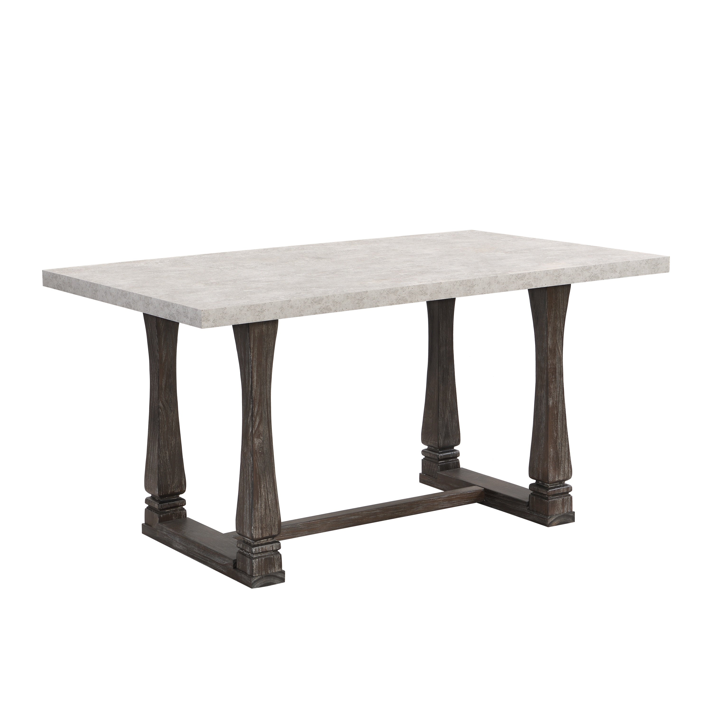60 inch Dining Table, Classic Farmhouse Rectangle Kitchen Table Ideal for Home, Kitchen, Grey Tabletop. image 1