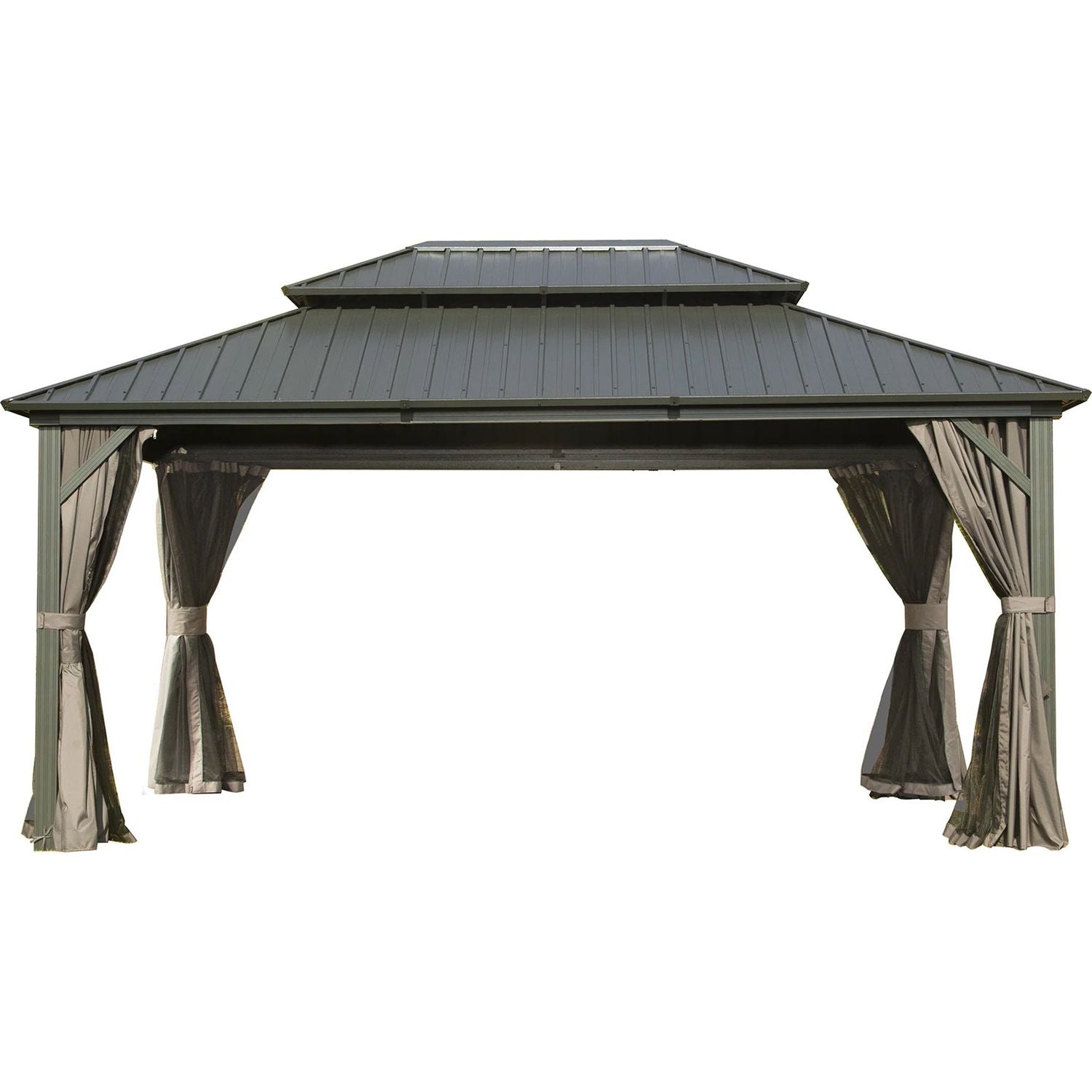 Hardtop Gazebo Outdoor Aluminum Gazebos Grill with Galvanized Steel Double Canopy for Patios Deck Backyard,Curtains&Netting image 1