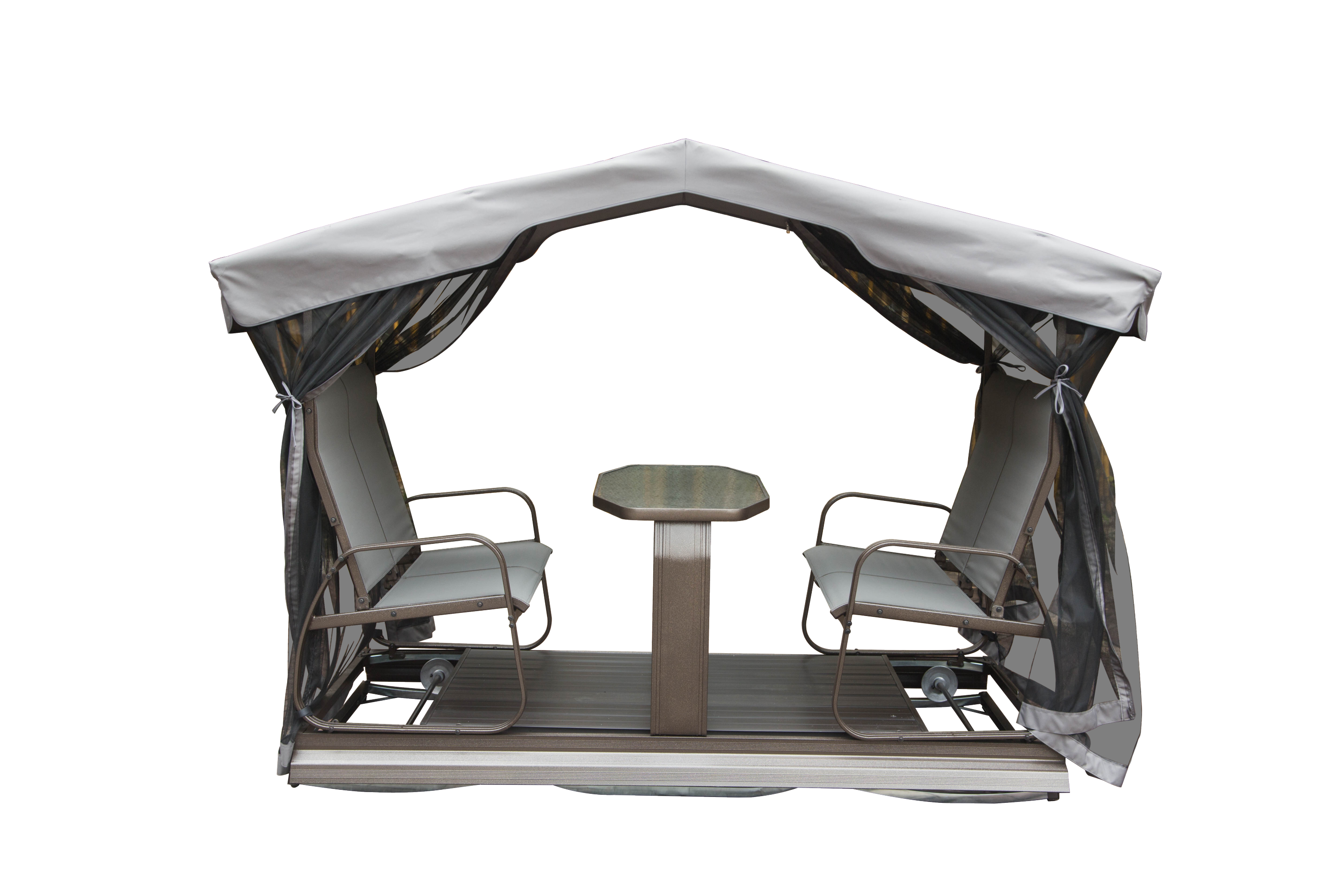 4-Seat Outdoor Glider Benches with Canopy, Retro Metal Glider Chair with Aluminum Frame, Patio Swing Chair for Outside,Garden,Lawn image 1