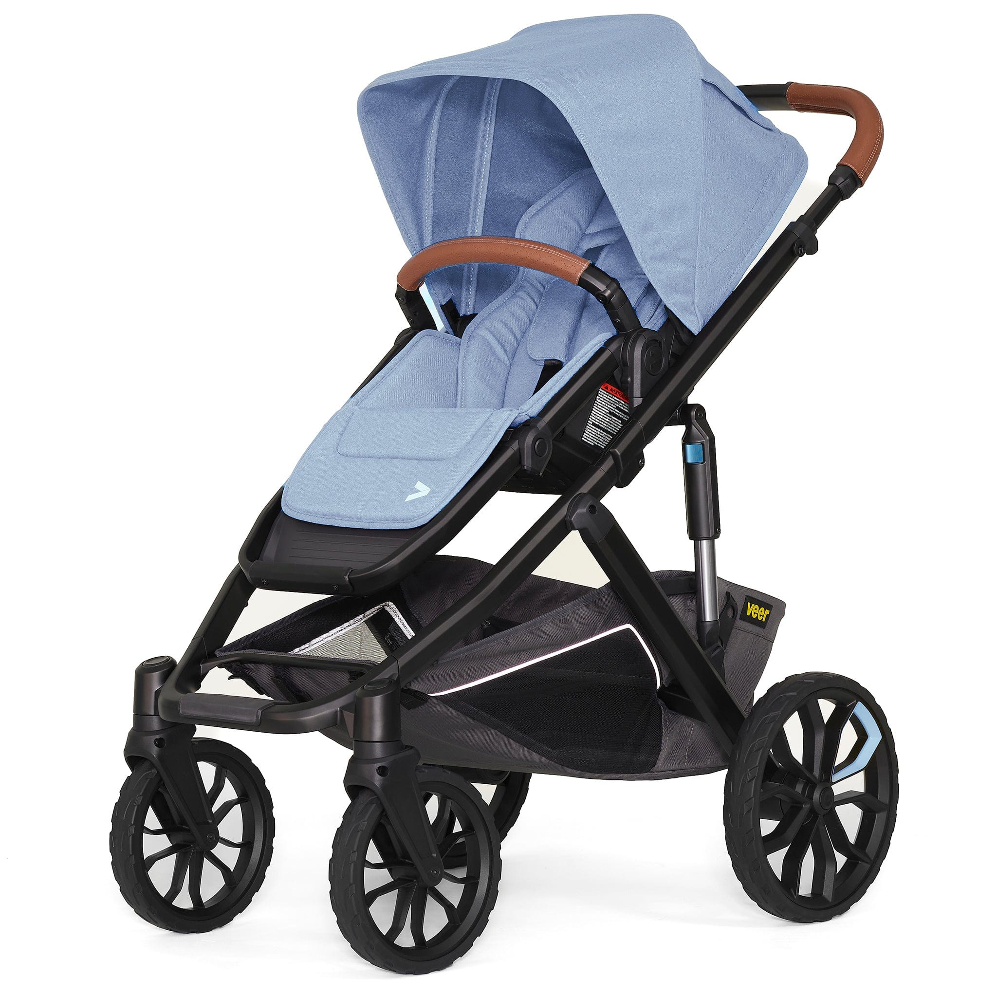 Veer Switch&Roll Luxe Single-to-Double Stroller Bundle with Leather Kit - Blue Beryl image 1