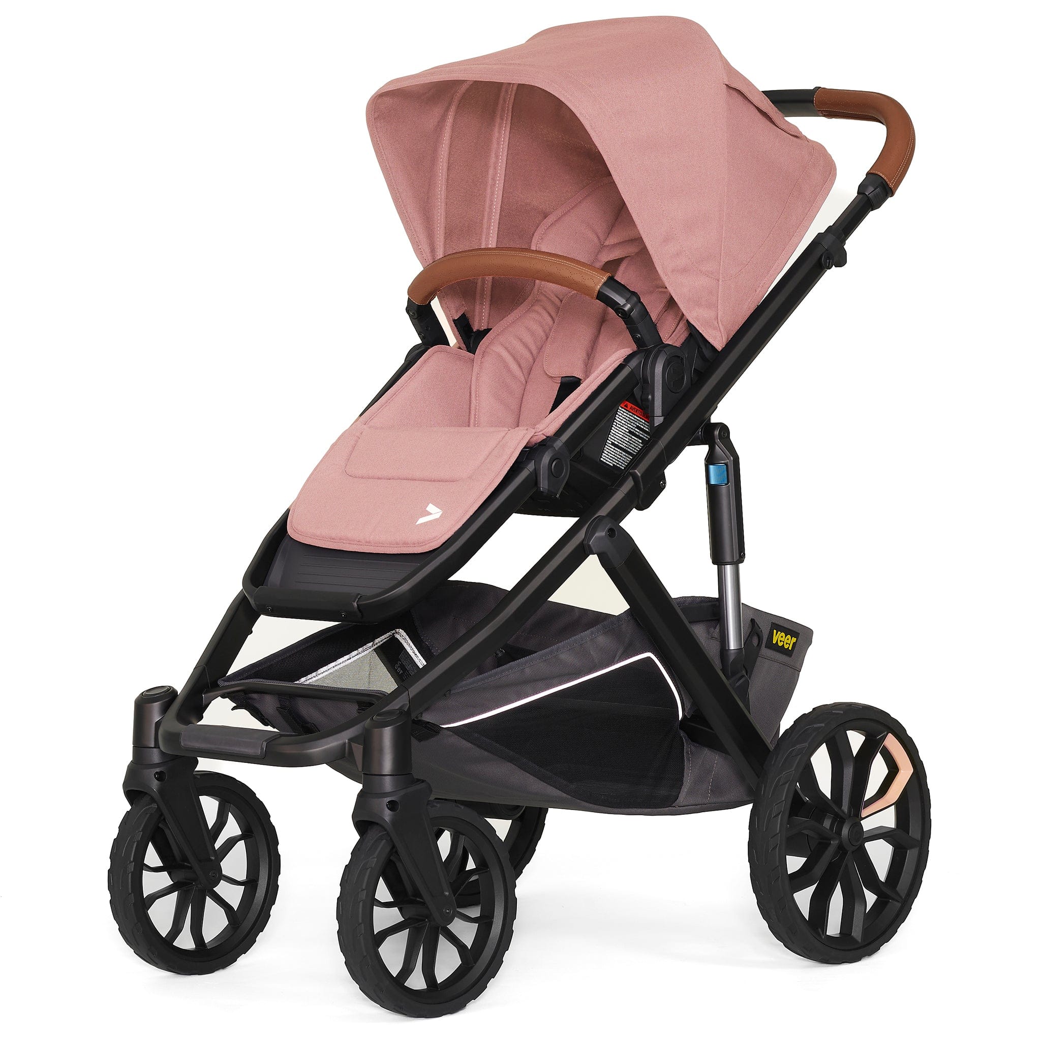 Veer Switch&Roll Luxe Single-to-Double Stroller Bundle with Leather Kit - Rose Quartz image 1