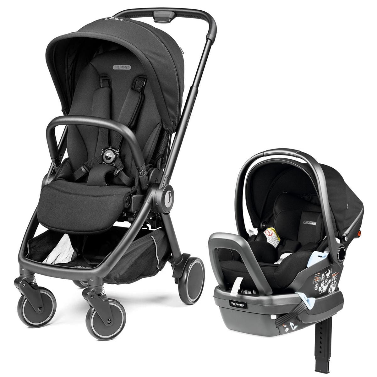 Peg Perego City Loop Stroller + Primo Viaggio Lounge Travel System Bundle - Black / True Black / True Black image 1